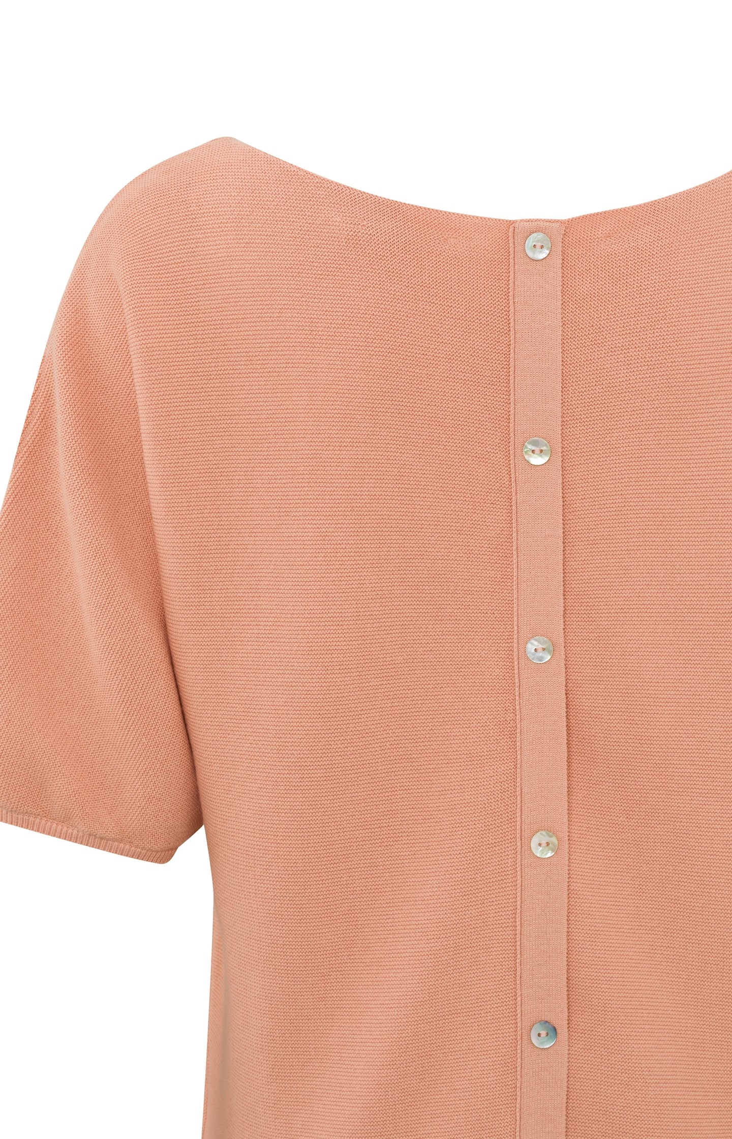 Sweater with boatneck and short balloon sleeves in cotton