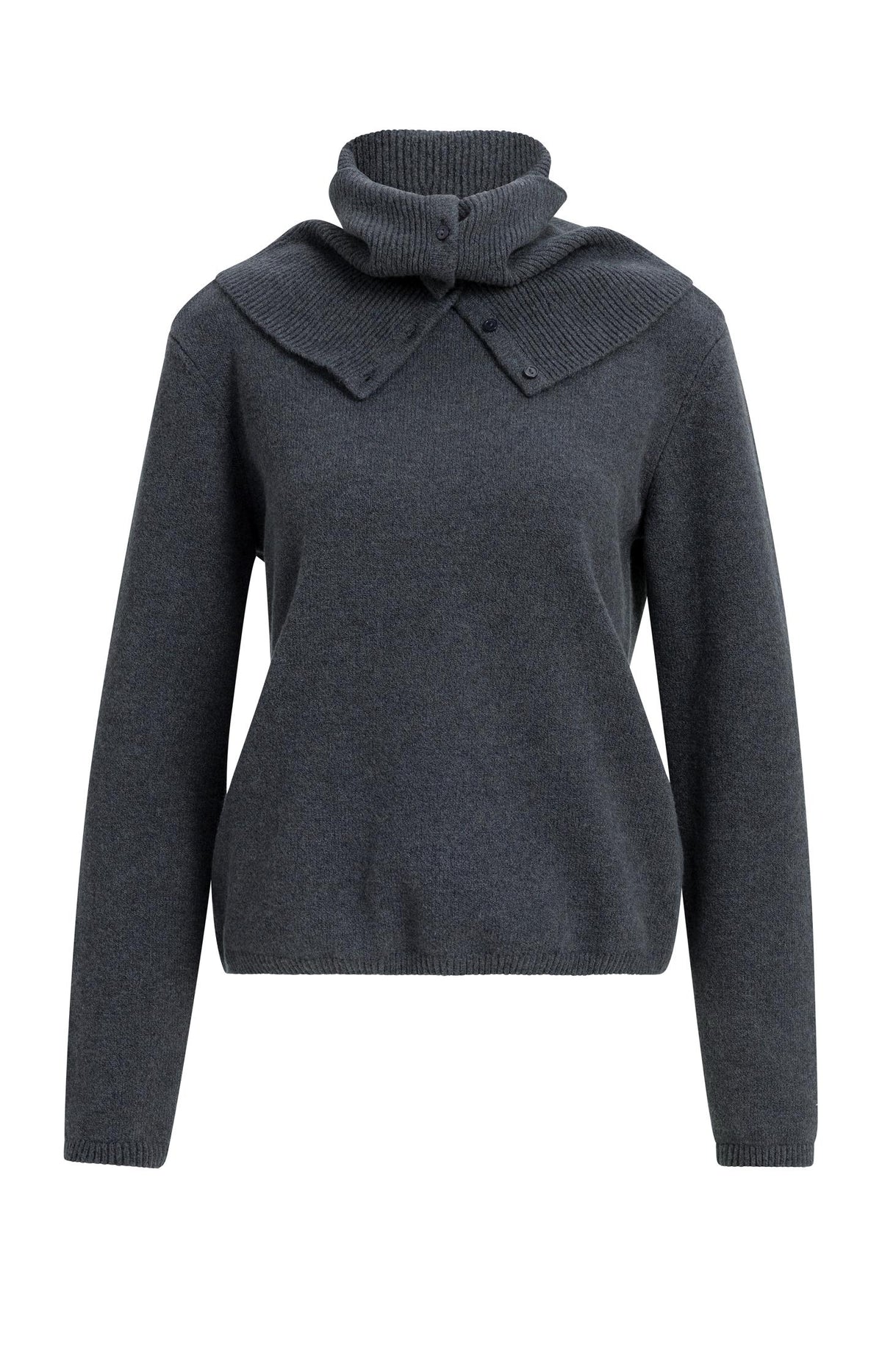 Sweater with detachable turtleneck collar - Black