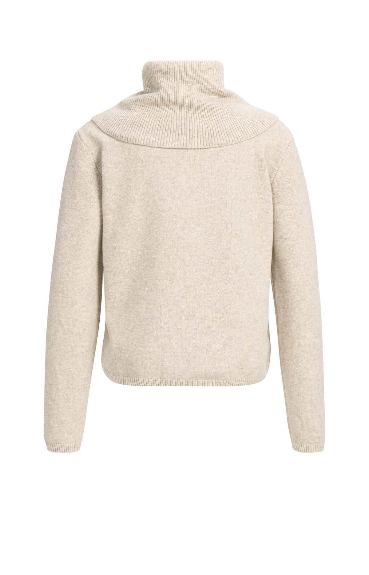 Sweater with detachable turtleneck collar - Light Beige Melange