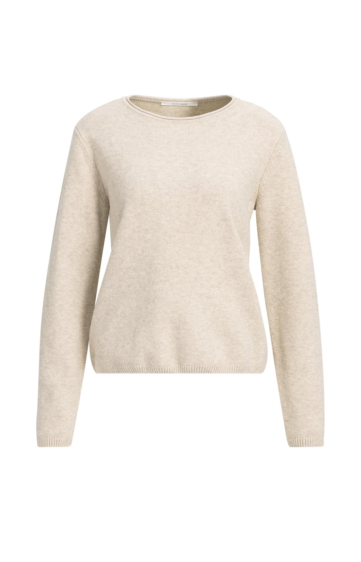 Sweater with detachable turtleneck collar - Light Beige Melange