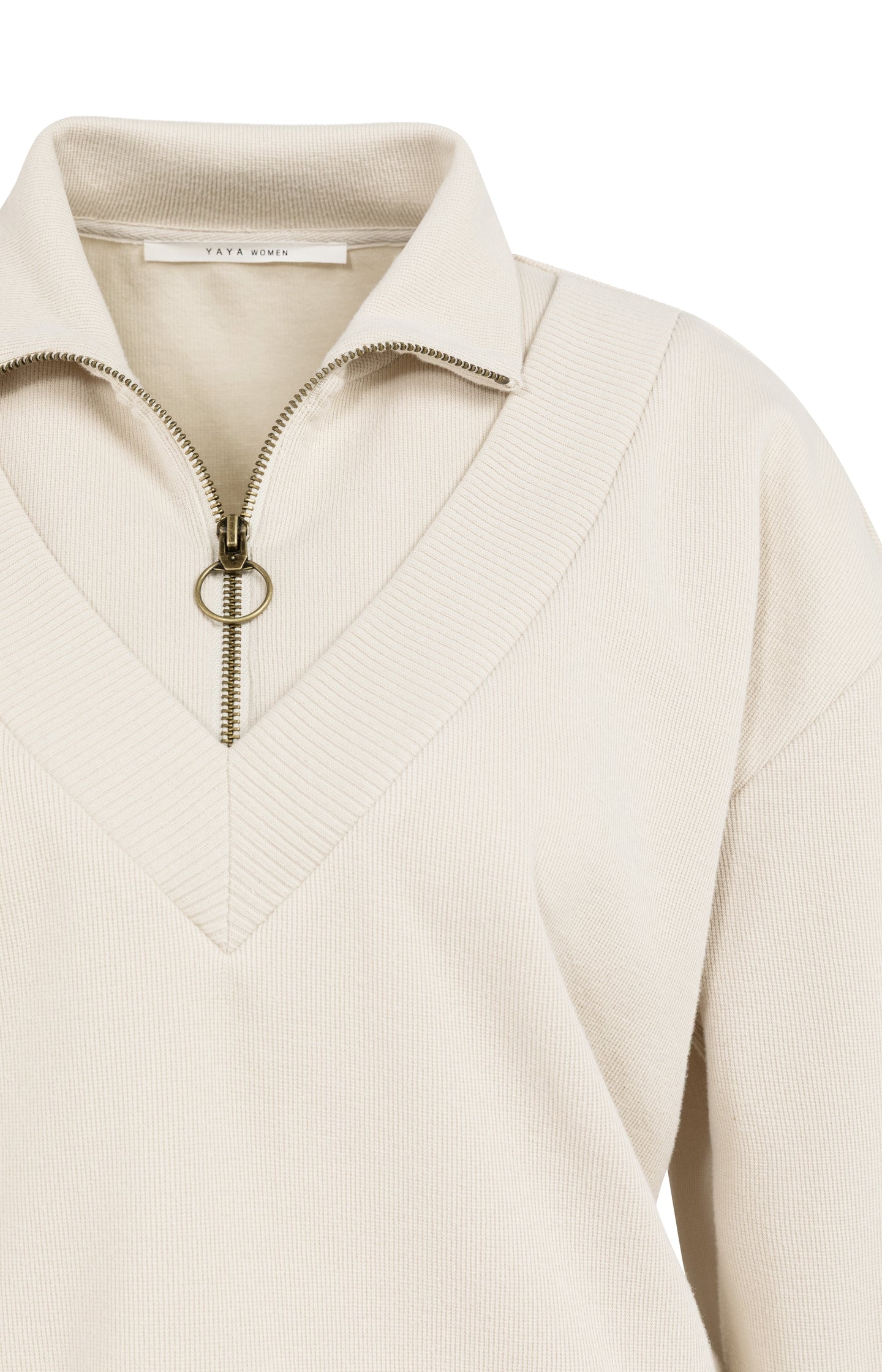 Sweater with half zipper and double collar
