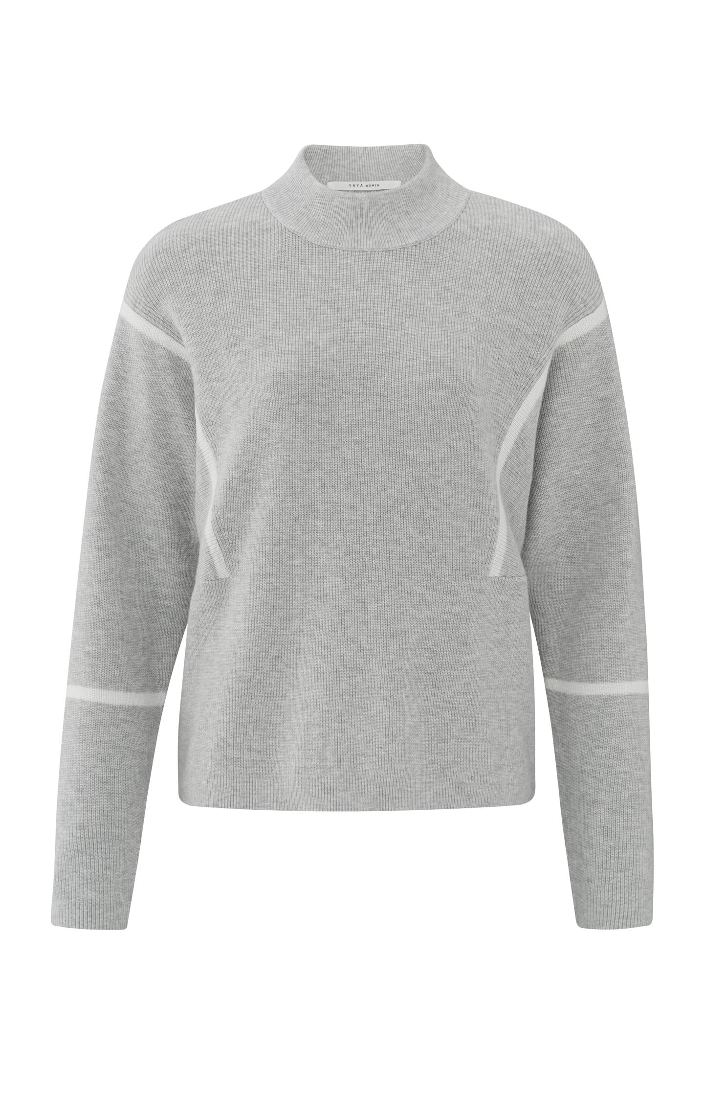 Sweater with high neck and subtle stripe details - Type: product