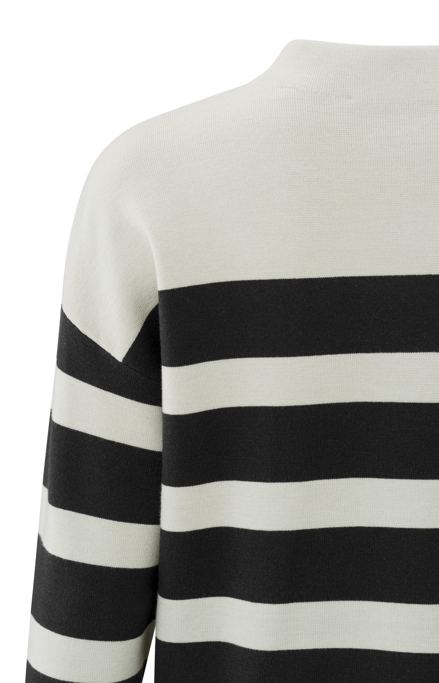 Sweater with high neck, long sleeves and stripes