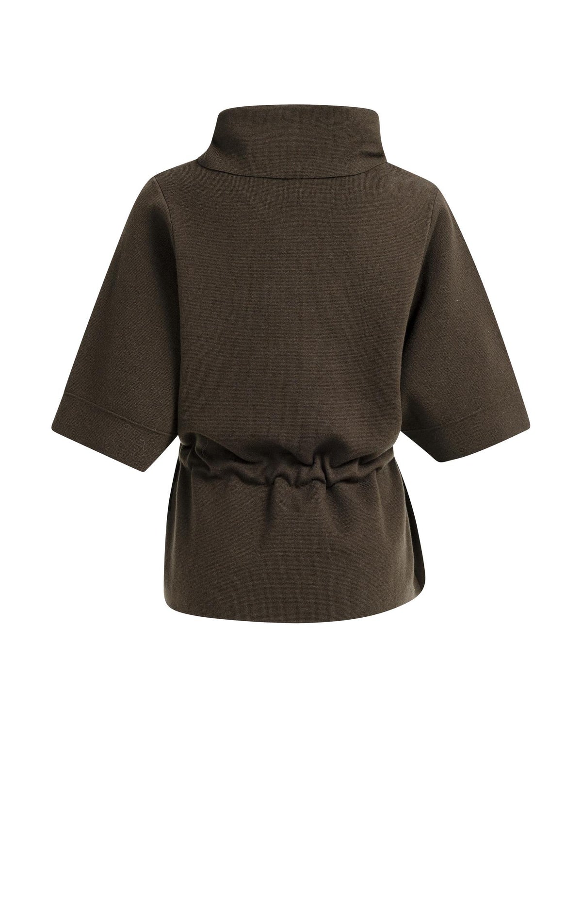 Pullover mit hohem Kragen und Bindegürtel - Delicioso Brown