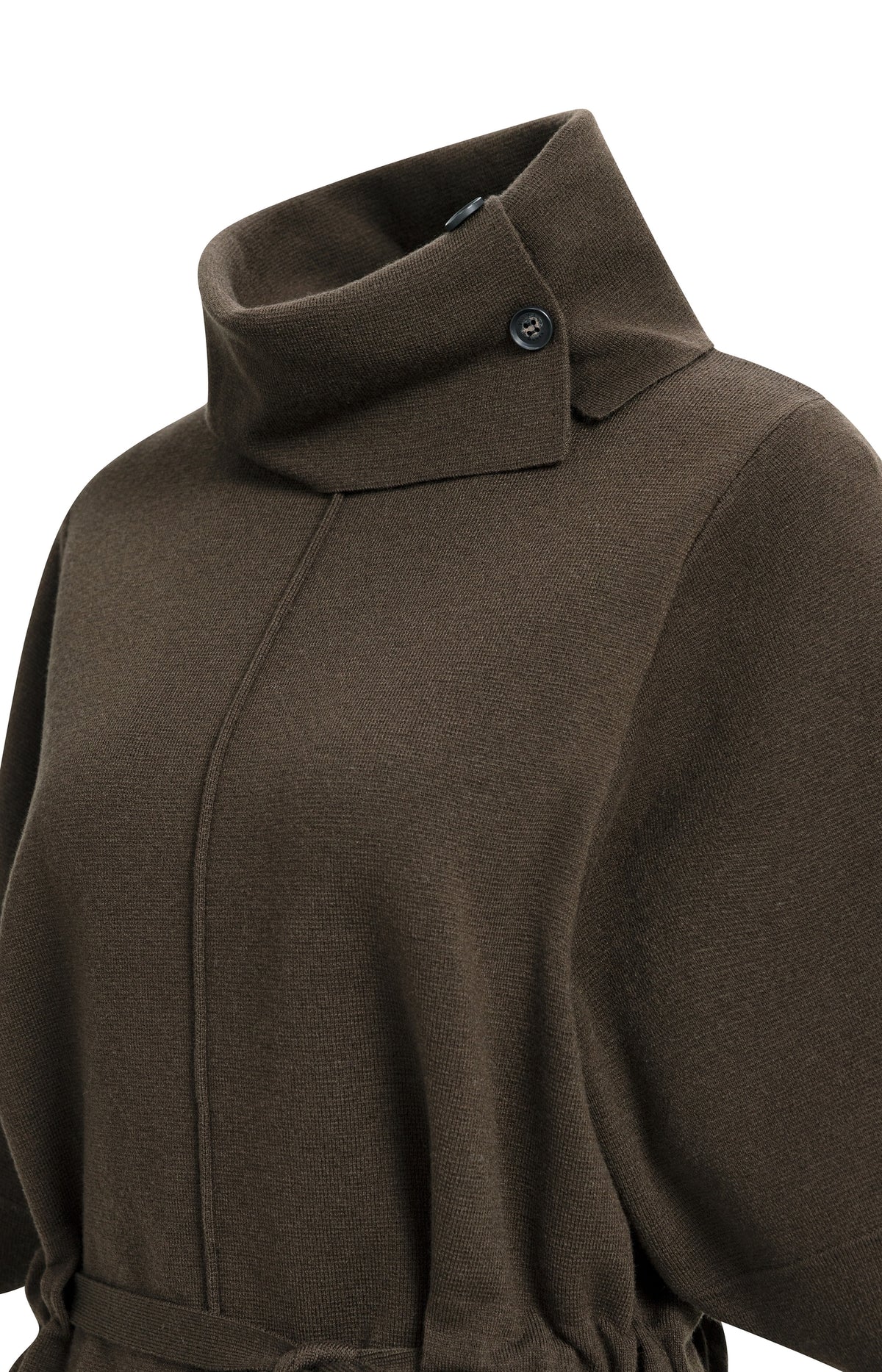 Pull à col montant et ceinture à nouer - Delicioso Brown