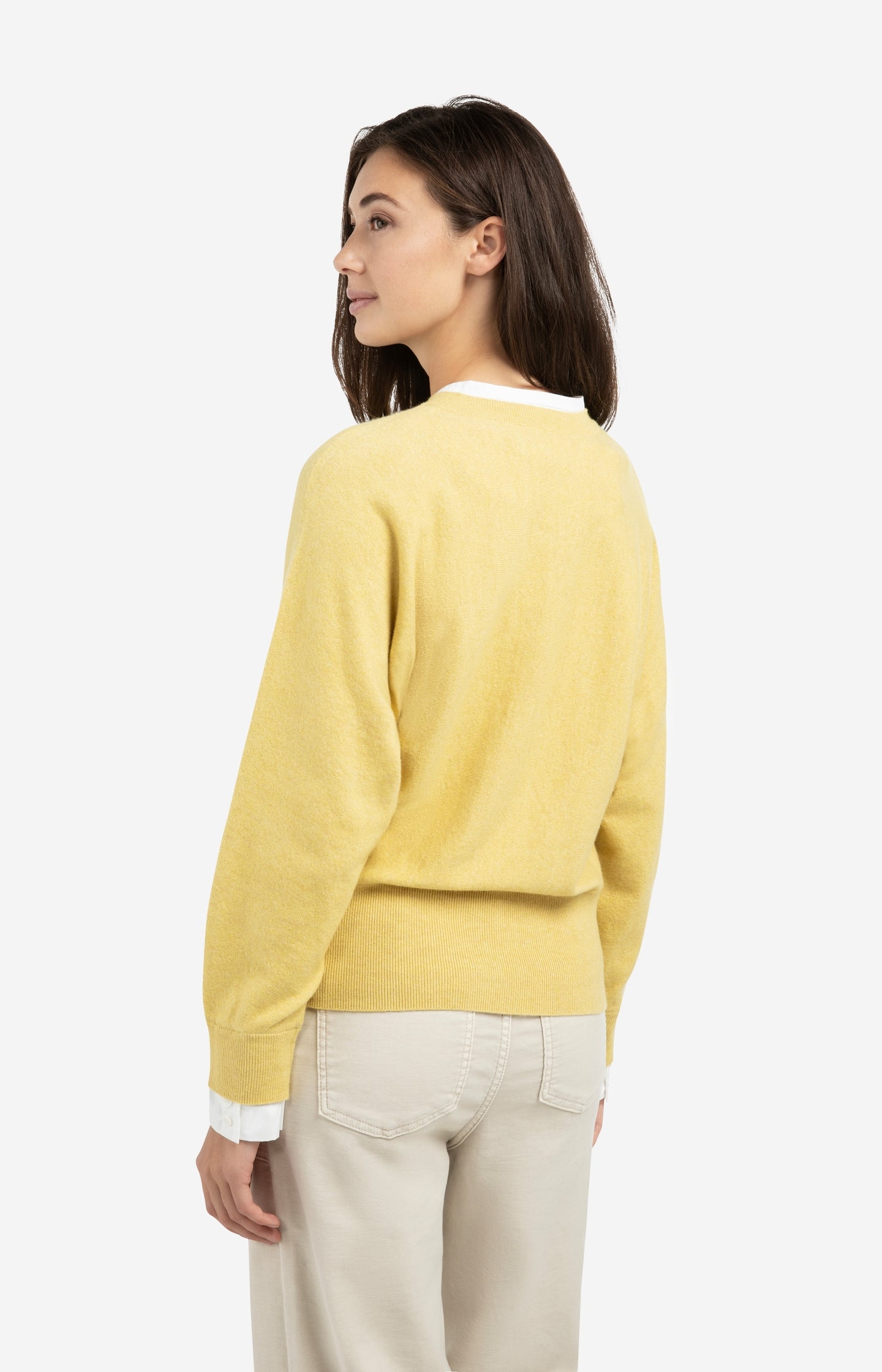 Sweater with inserted blouse collar and button detail - Type: lookbook