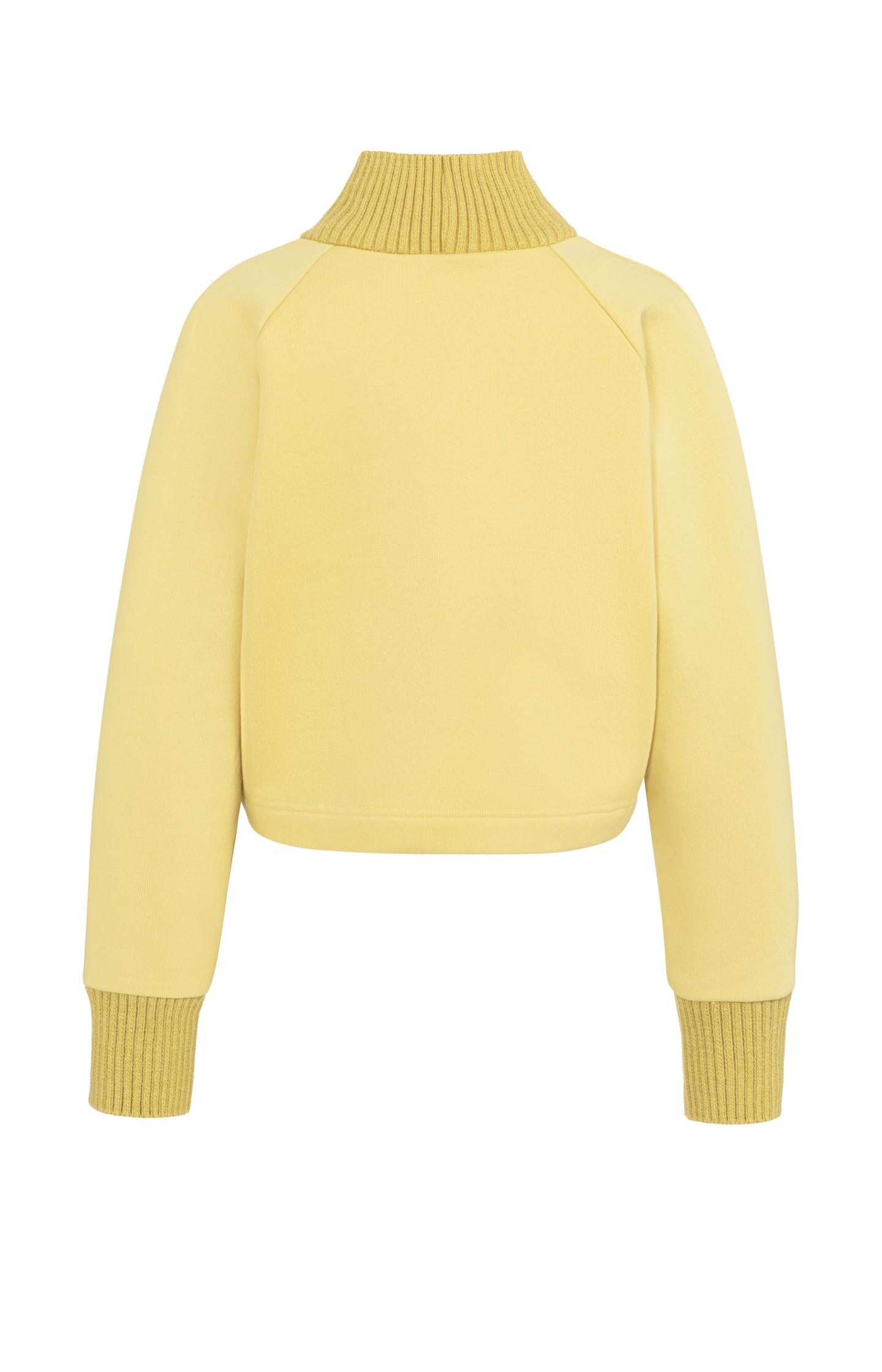 Sweater with knitted collar and subtle stitching