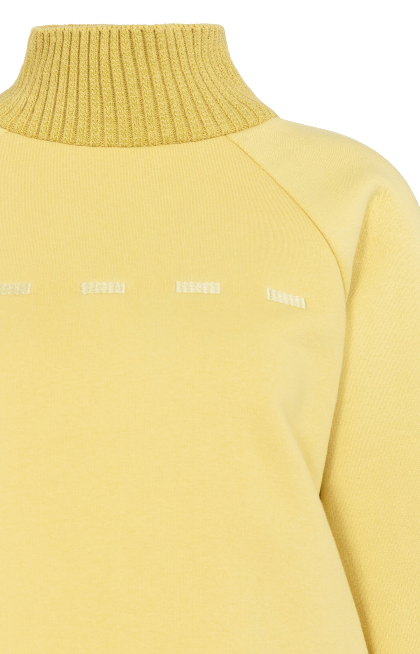 Sweater with knitted collar and subtle stitching
