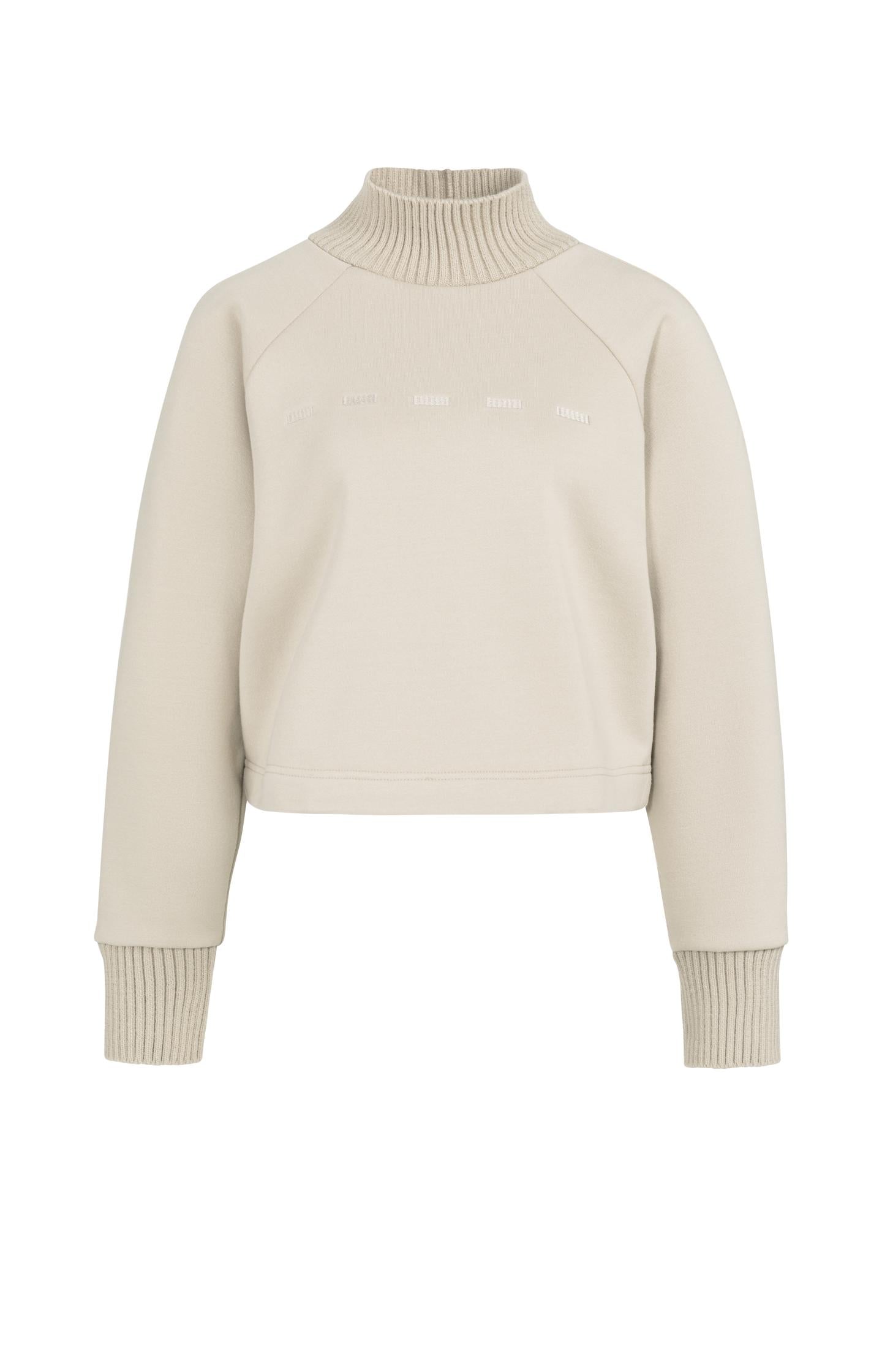 Sweater with knitted collar and subtle stitching - Type: product