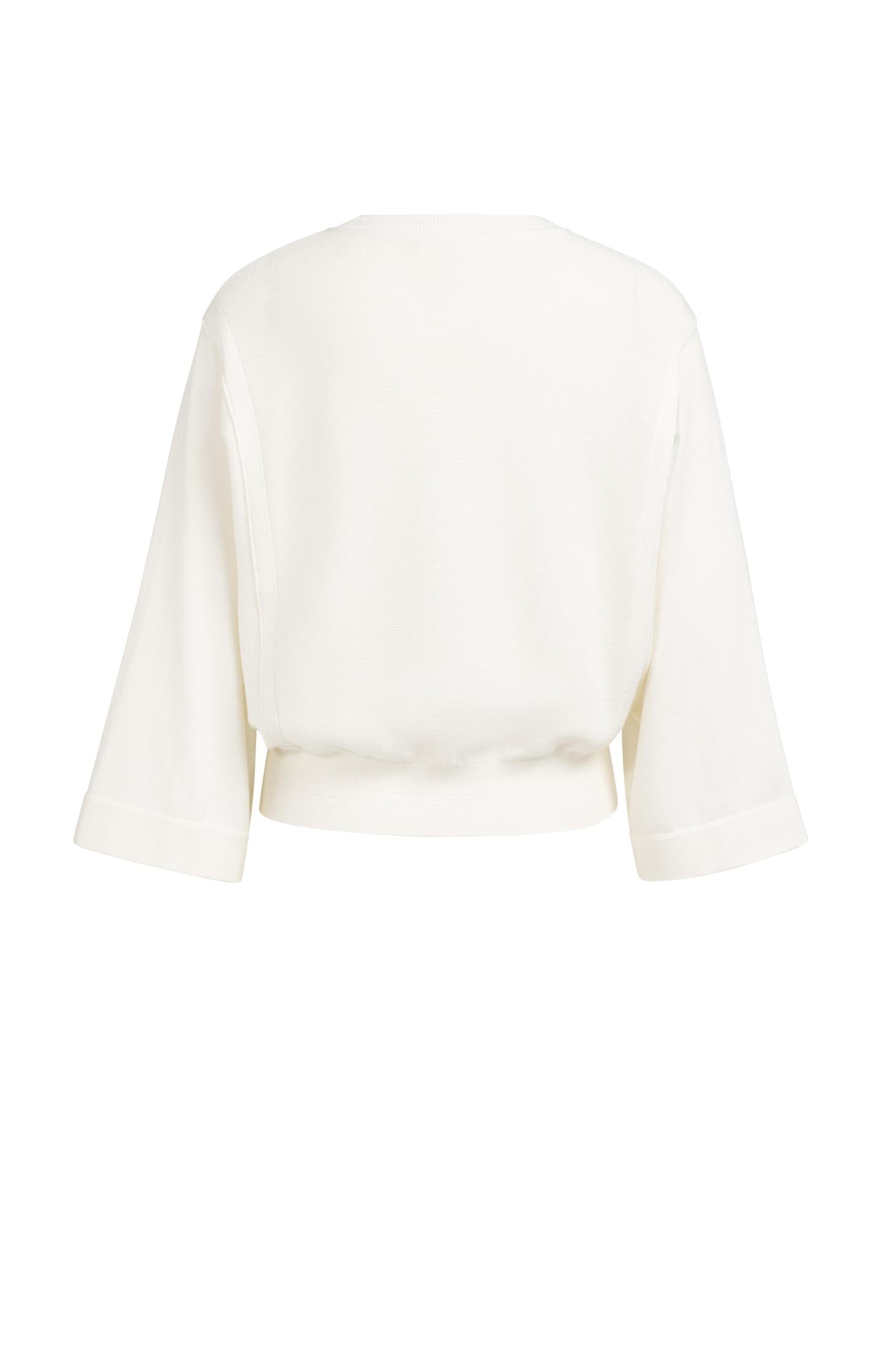 Sweater with mixed textures and wide sleeves