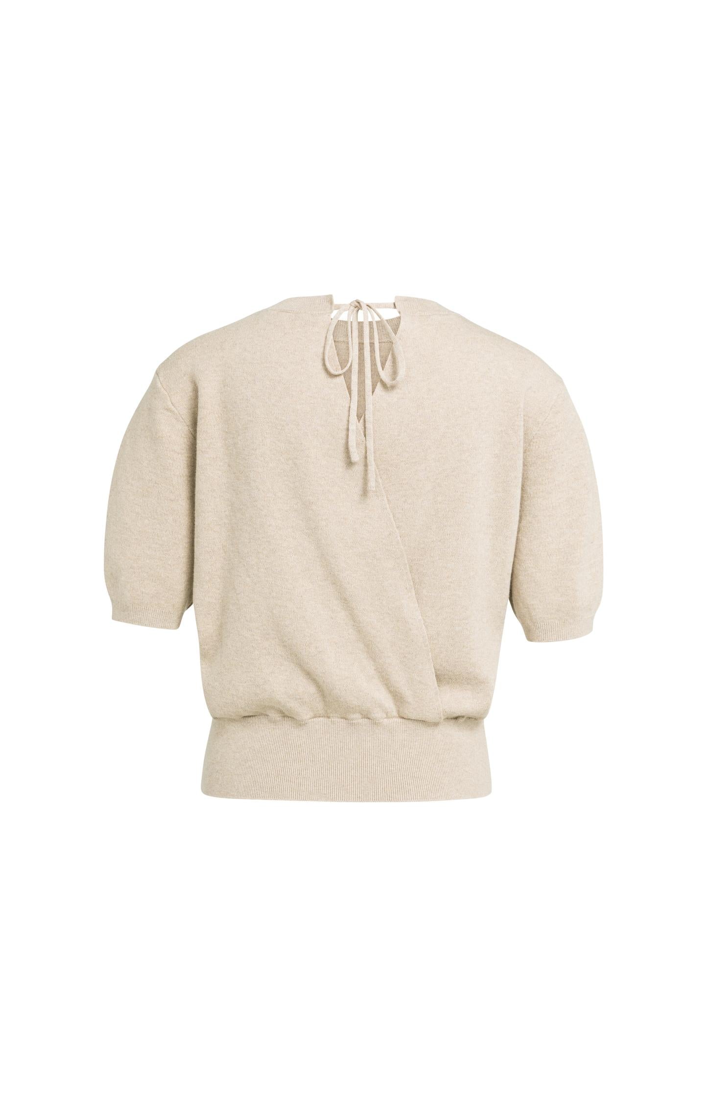 Sweater with open back and short sleeves