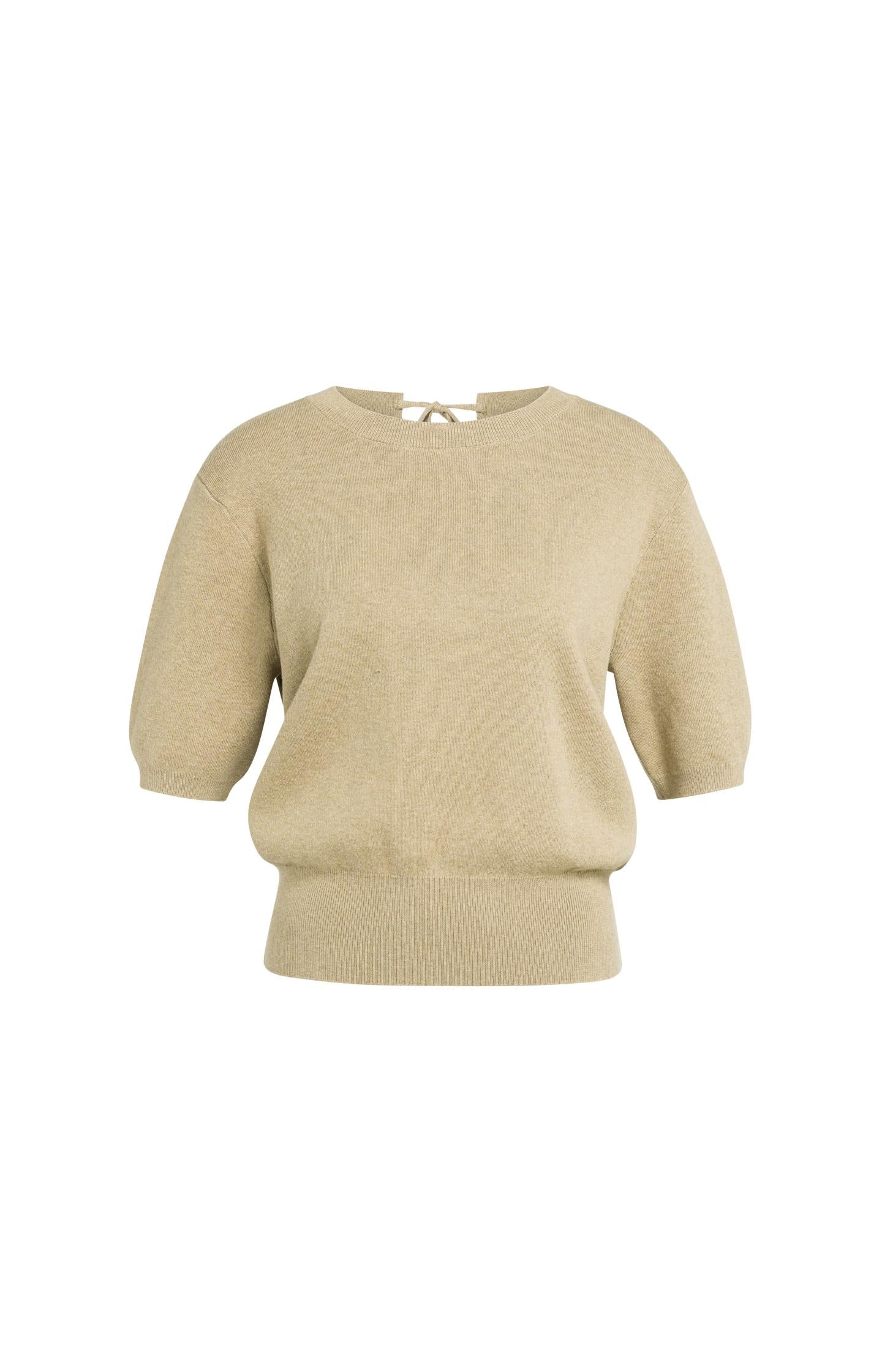 Sweater with open back and short sleeves