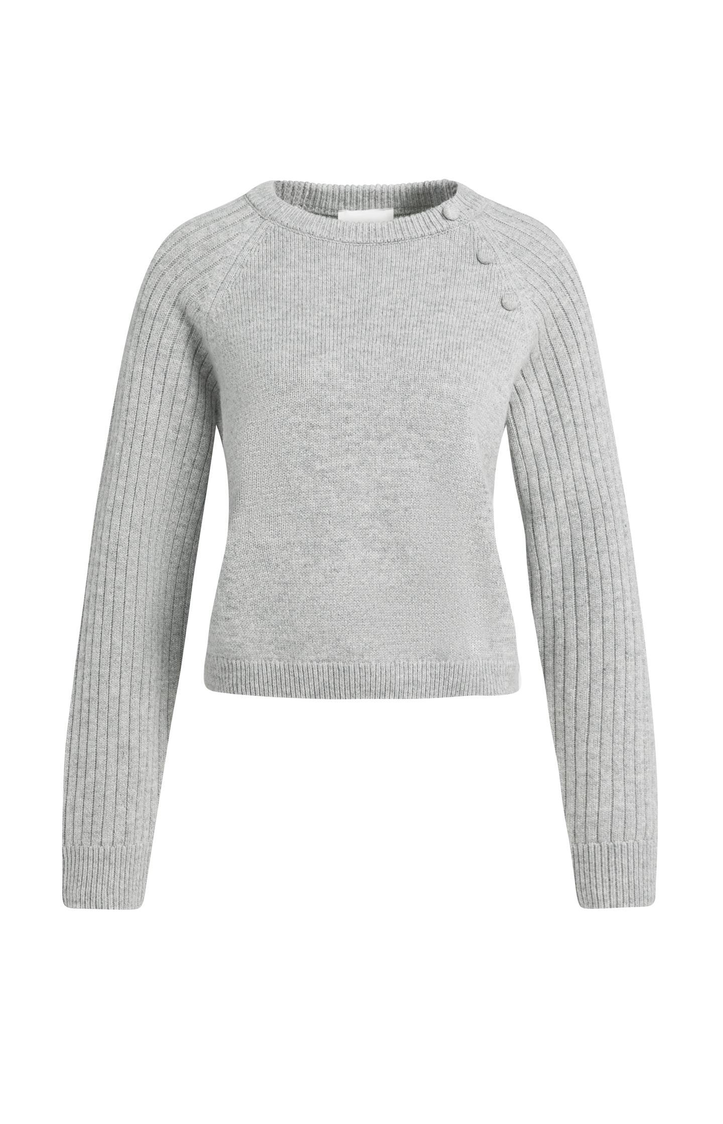 Sweater with ribbed sleeves and button details