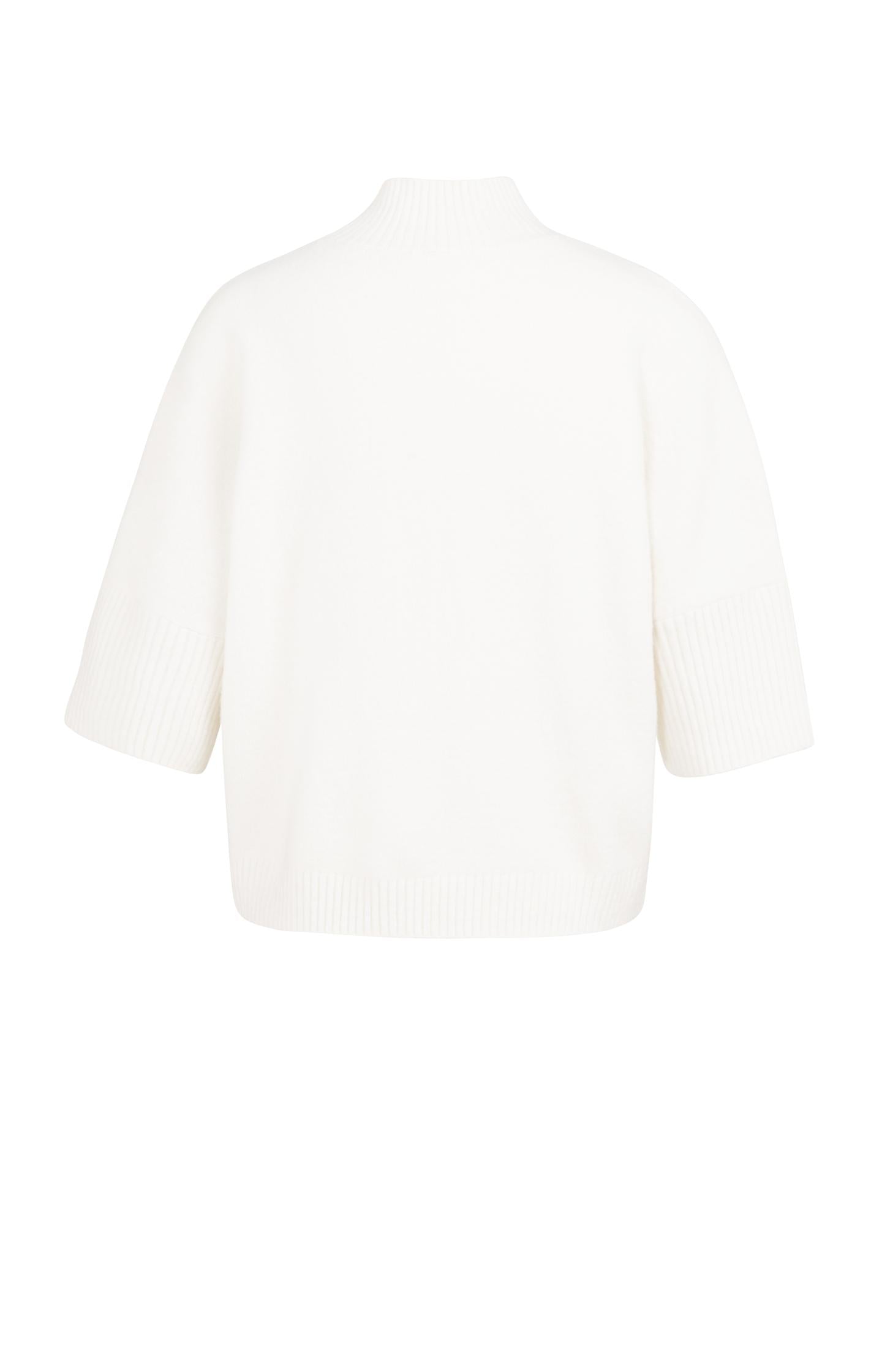 Sweater with ribbed three-quarter sleeves and mock neck