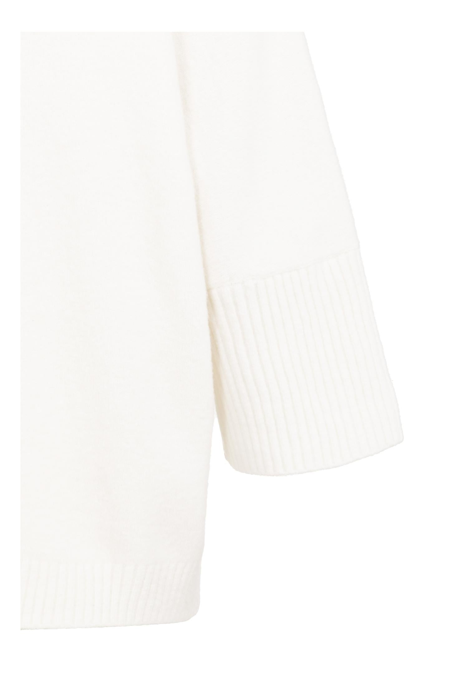 Sweater with ribbed three-quarter sleeves and mock neck