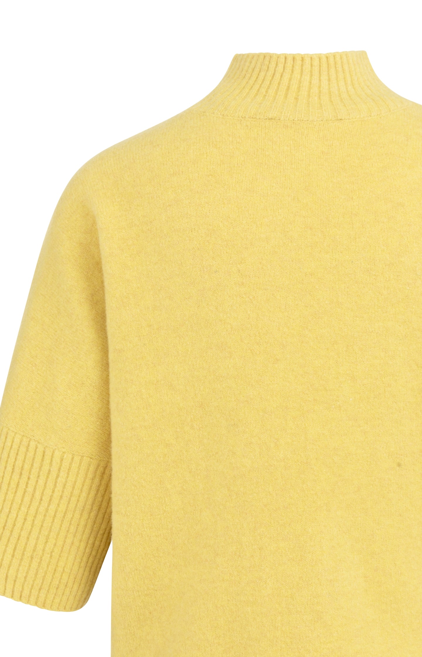 Sweater with ribbed three-quarter sleeves and mock neck