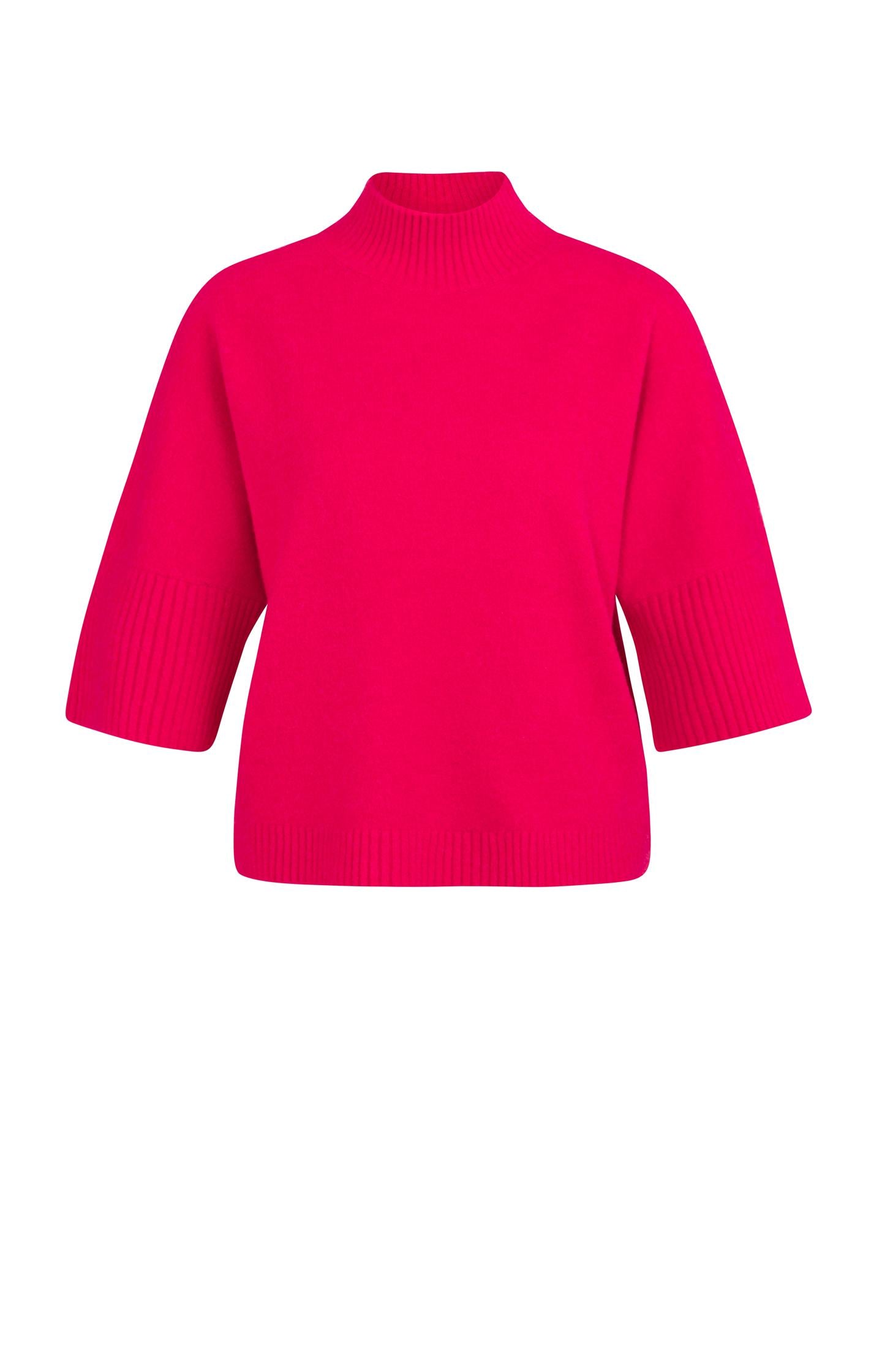 Sweater with ribbed three-quarter sleeves and mock neck - Type: product