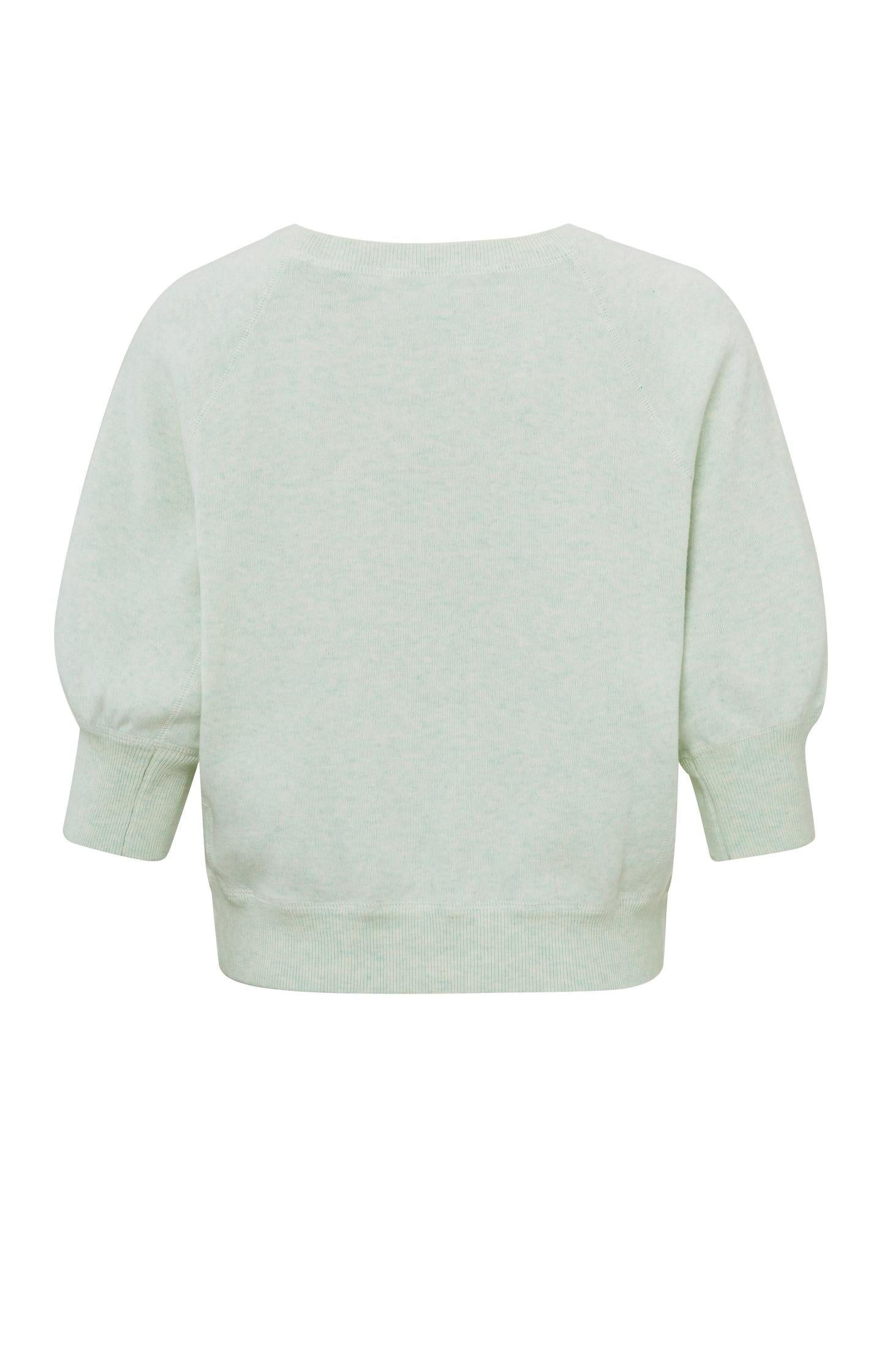 Sweater with round neck and half long raglan sleeves