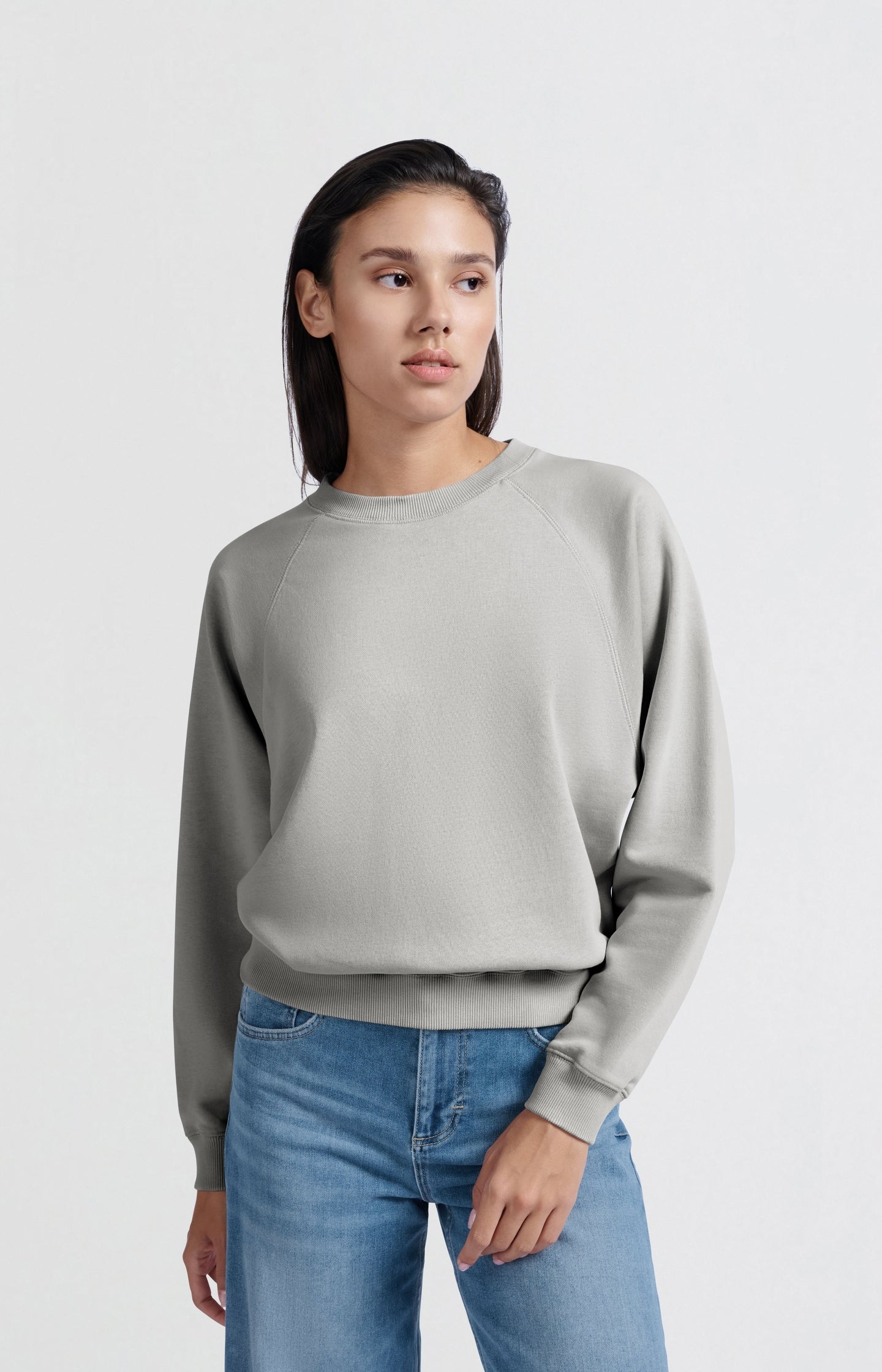Sweater with round neck and raglan sleeves