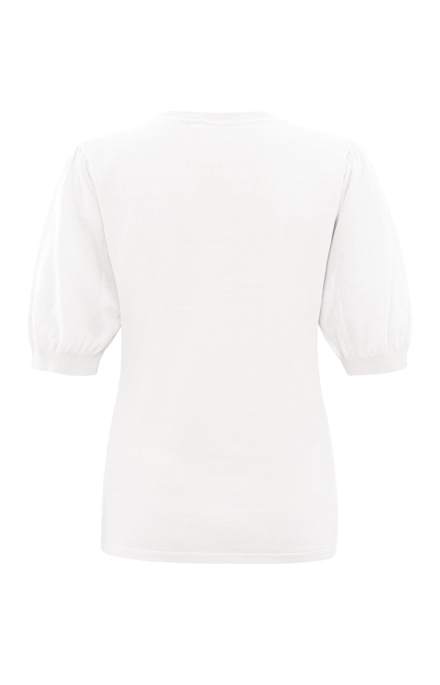 Sweater with round neck and short puff sleeve in regular fit