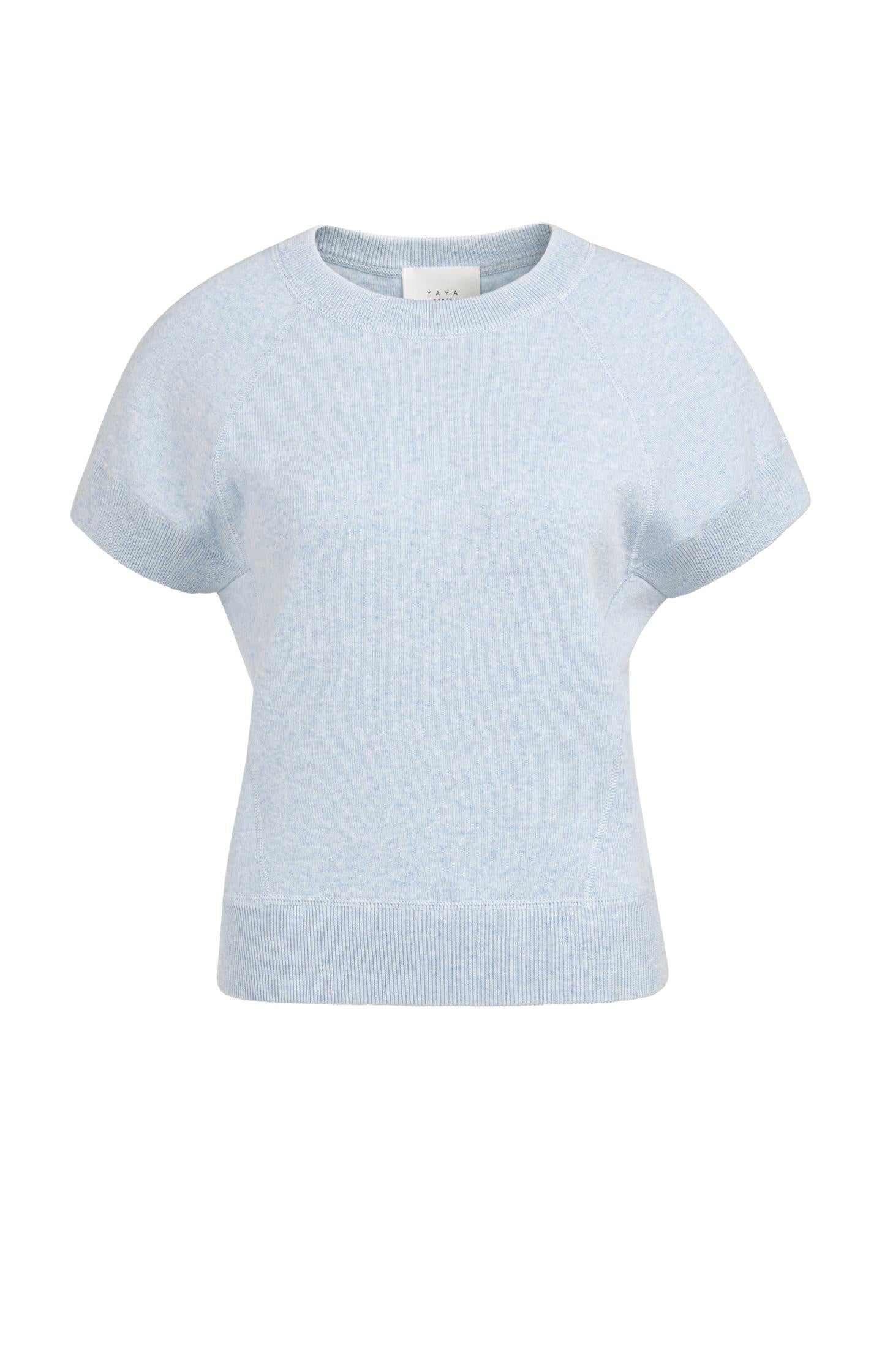Sweater with short sleeves and stitch details