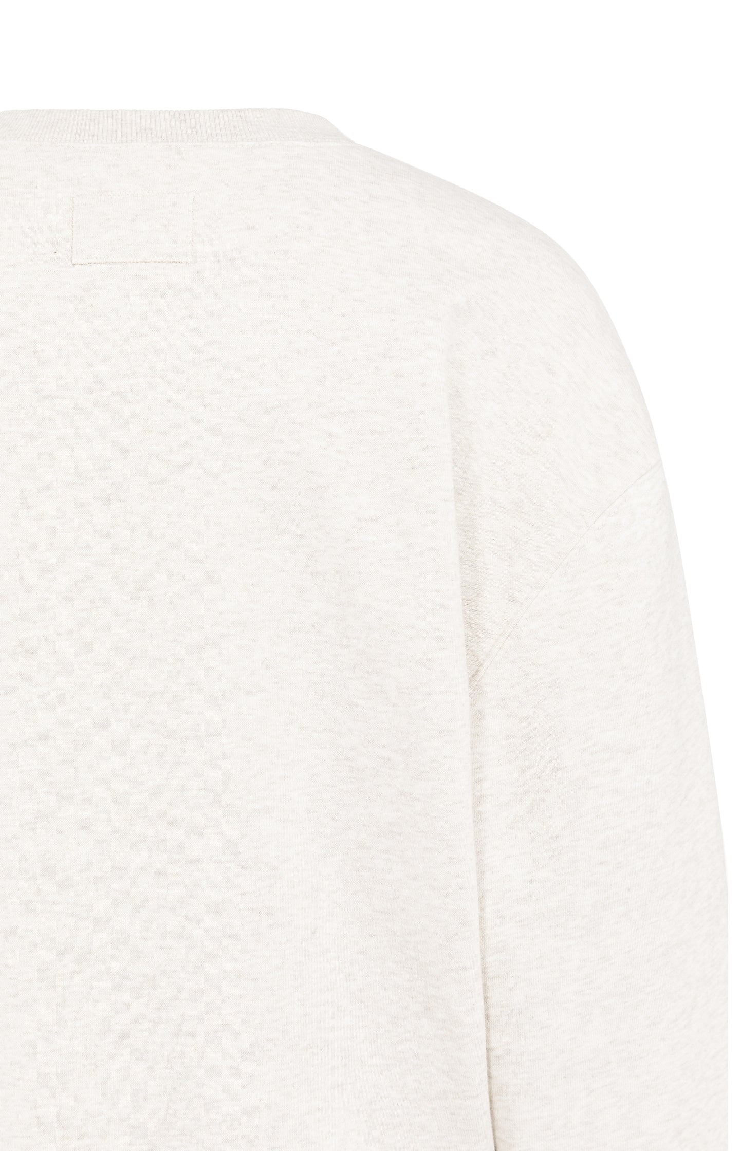 Sweater with stitched-on text and round neckline