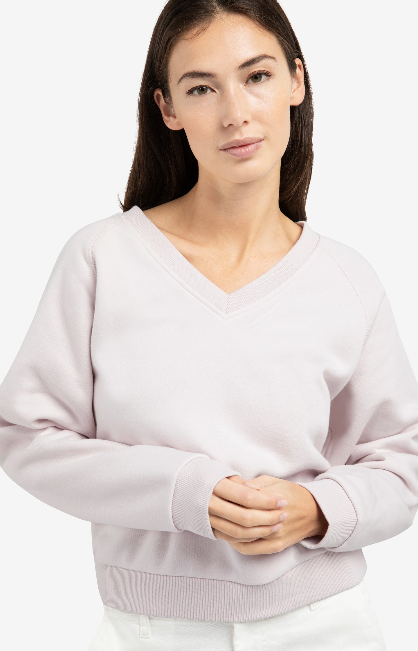 Sweater with V-neck and ribbed trims