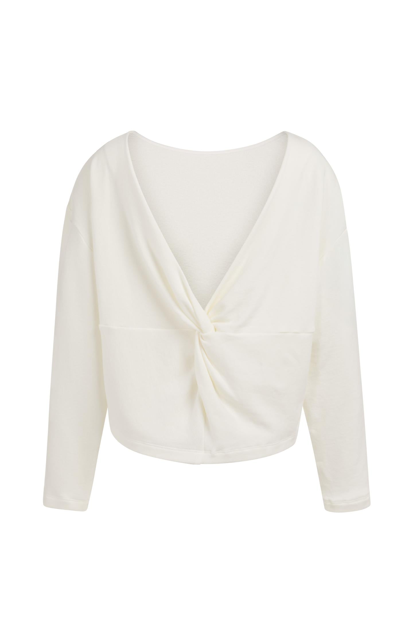 Sweater with V-neck and twisted detail at the back