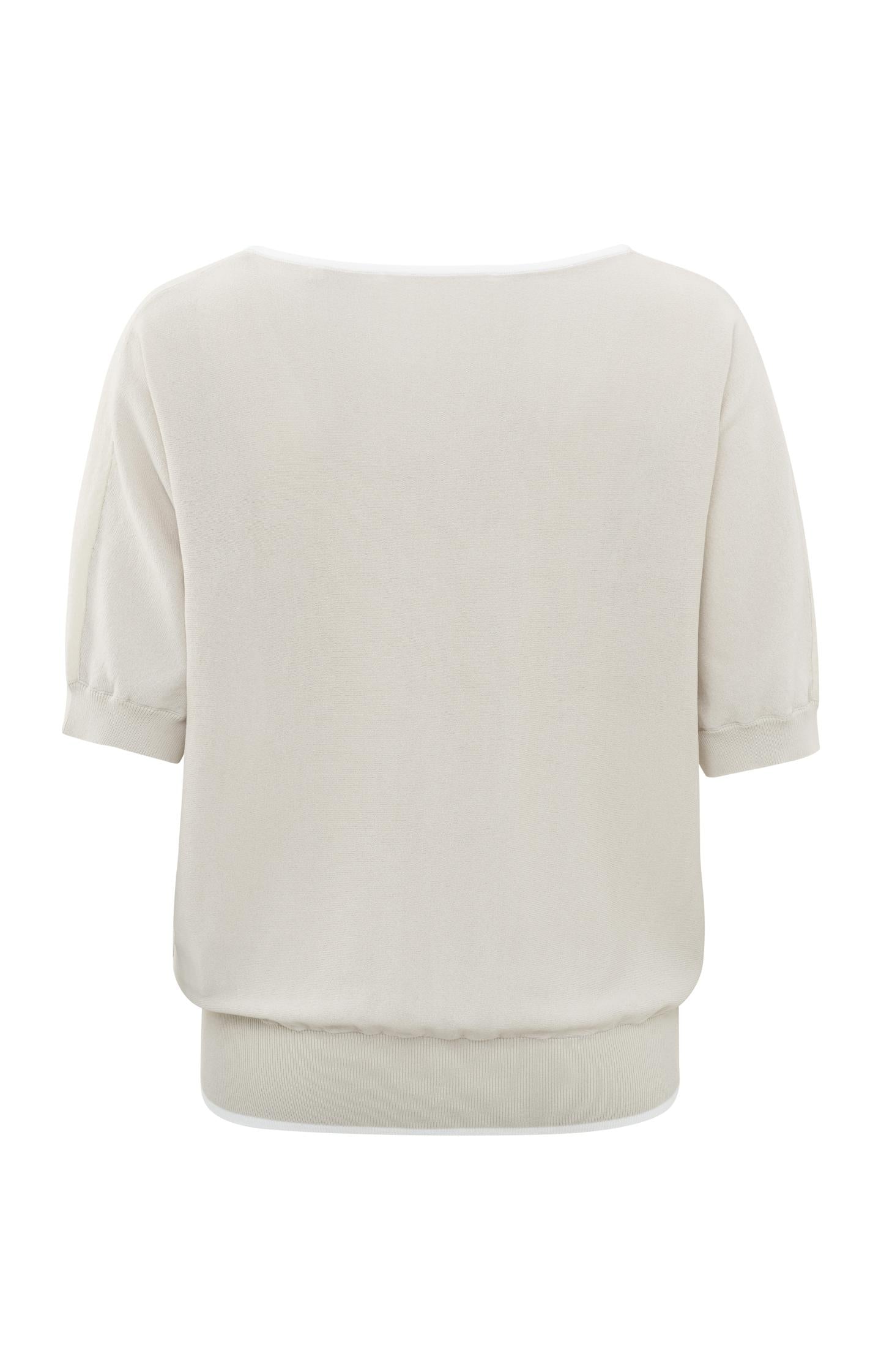 Sweater with V-neck, half long sleeves and see trough detail - Moonstruck Grey