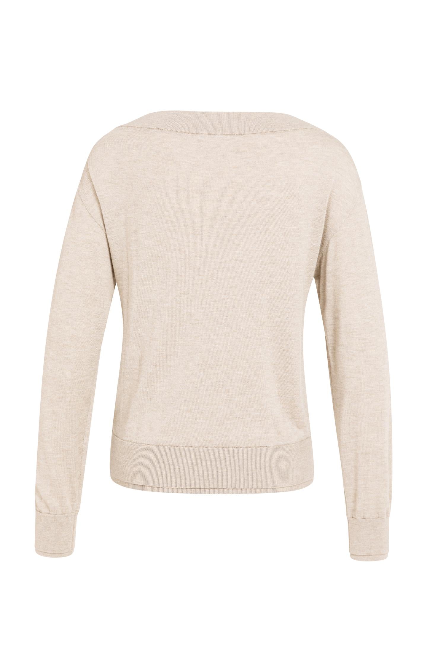 Sweater with wide boat neck and long sleeves