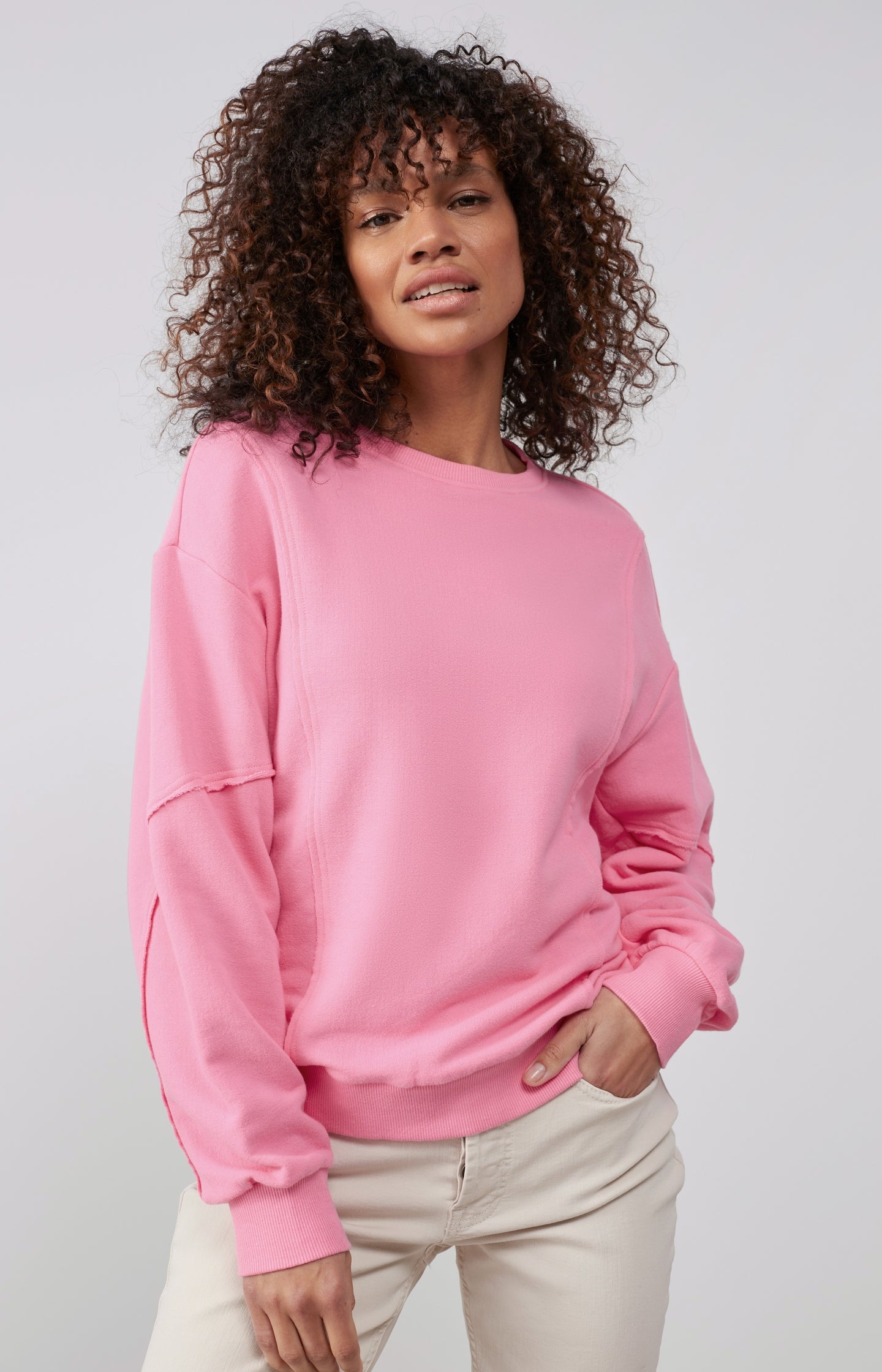 Sweatshirt with crewneck, long sleeves and seam details - Type: lookbook