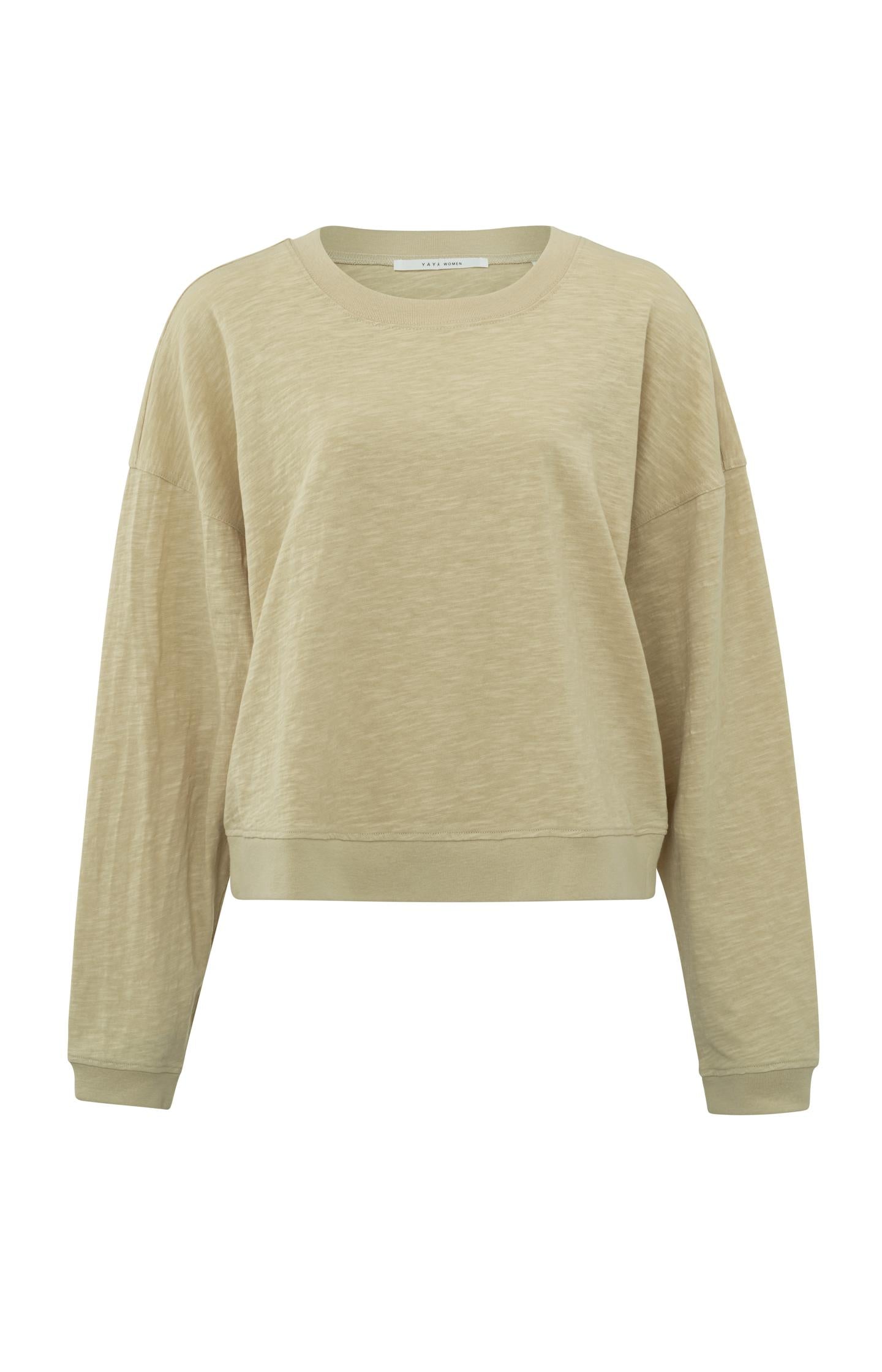 Sweatshirt with crewneck, long sleeves and slub effect - Type: product