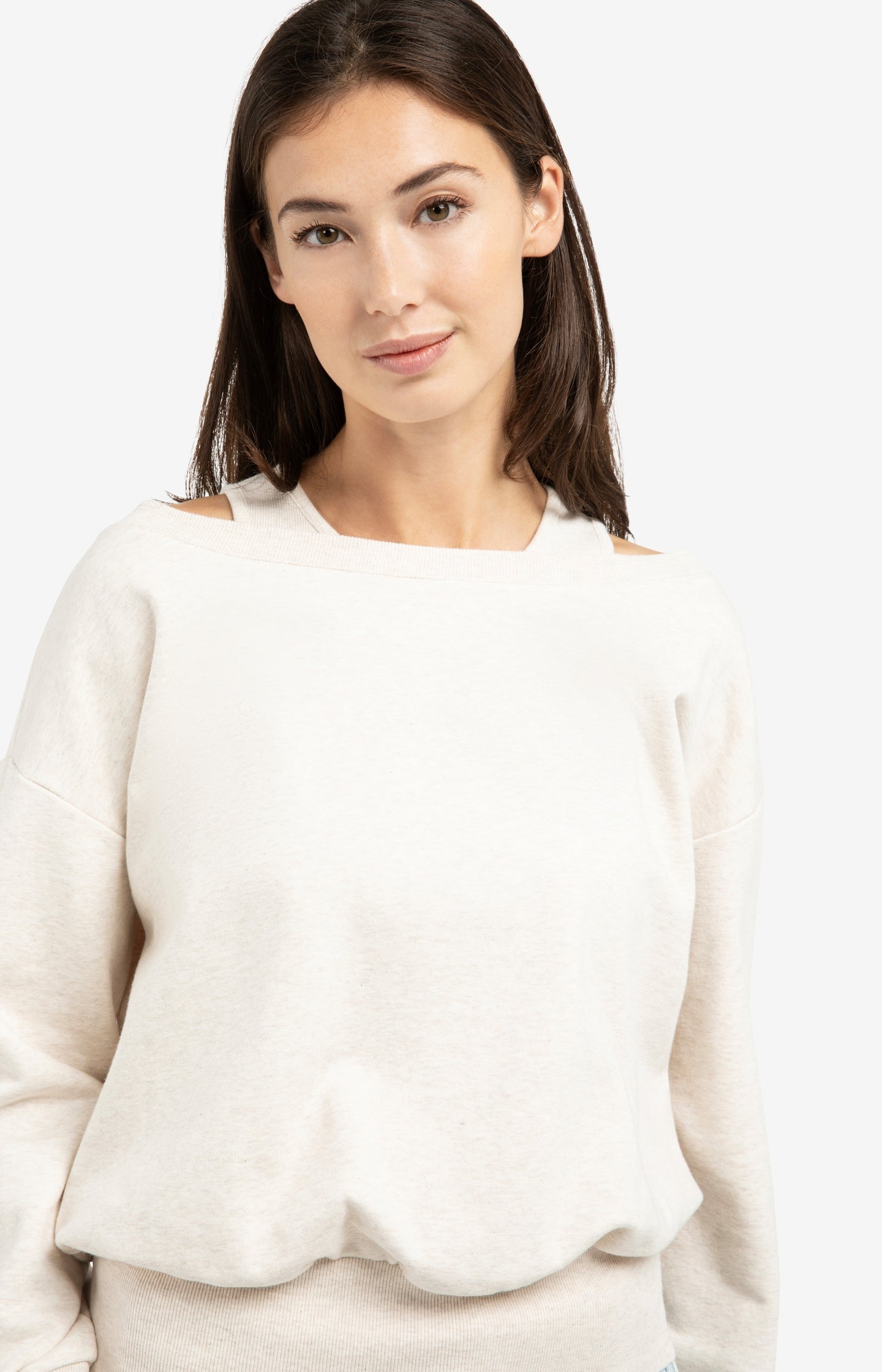 Sweatshirt with layered neckline detail