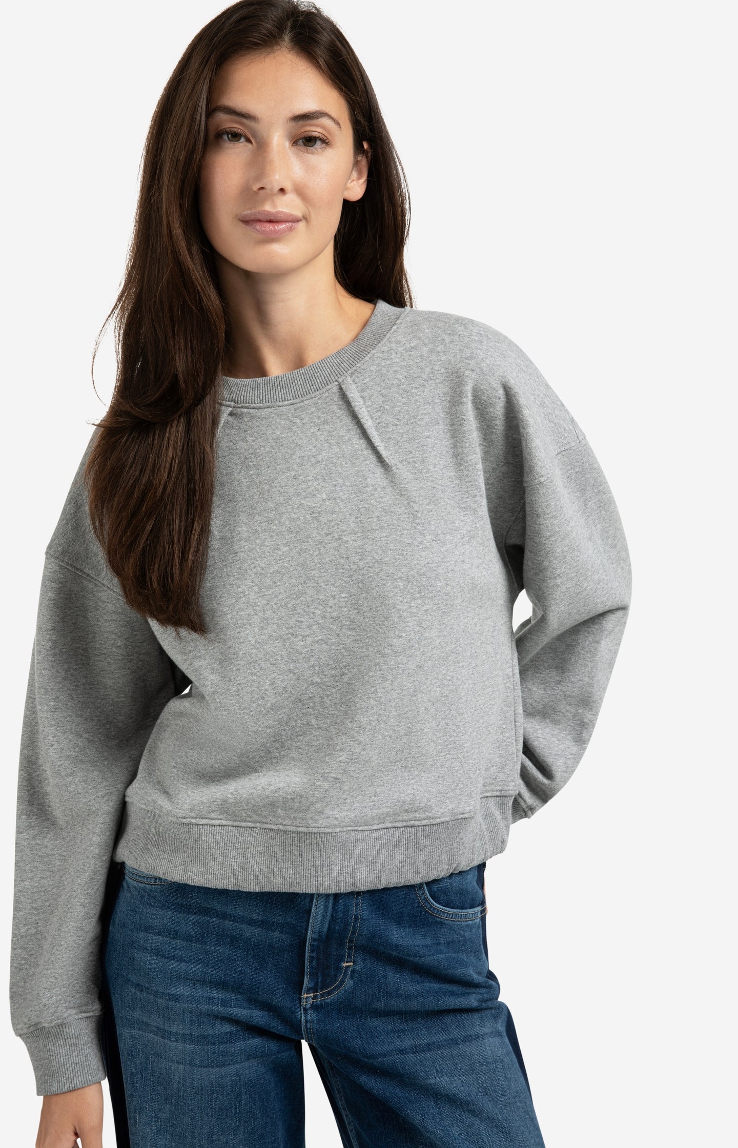 Sweatshirt with pleat details and side drawstring