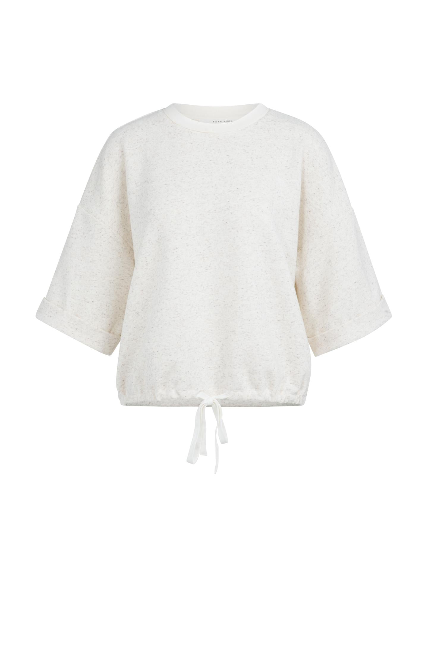 Sweatshirt met omgeslagen mouwen en strikkoord in de zoom