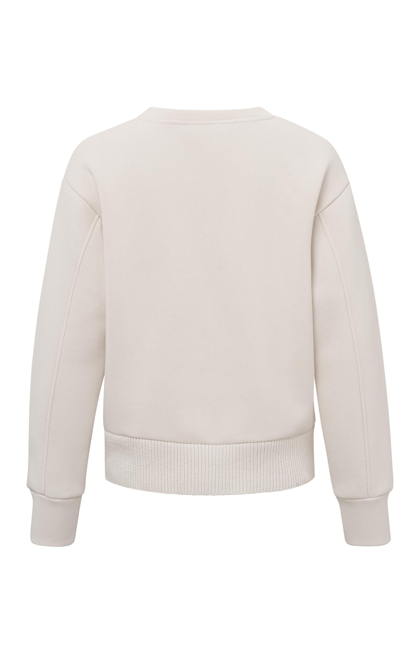 Sweatshirt with round neck, long sleeves and knitted panel