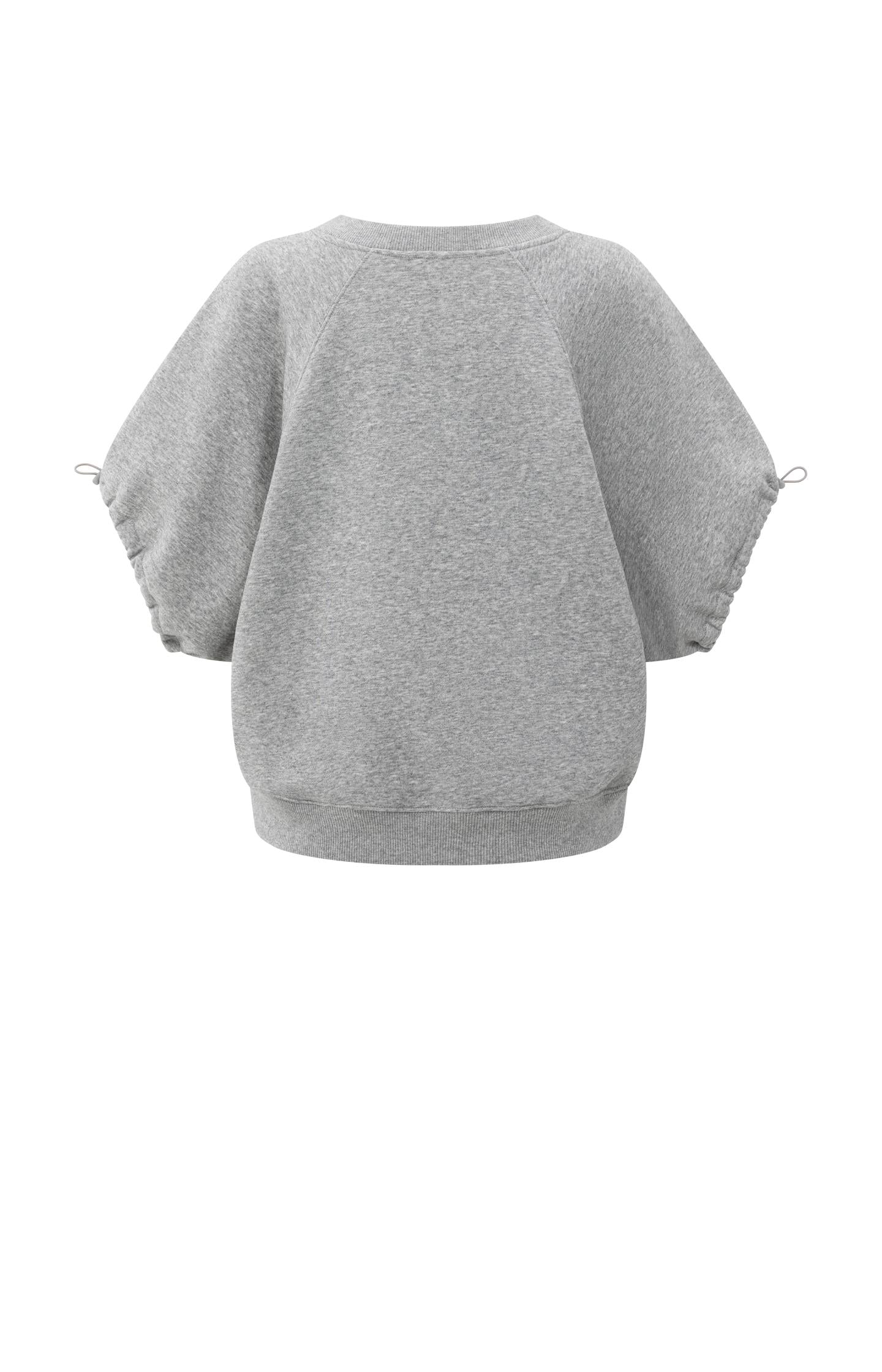 Sweatshirt with V-neck and adjustable sleeve cords