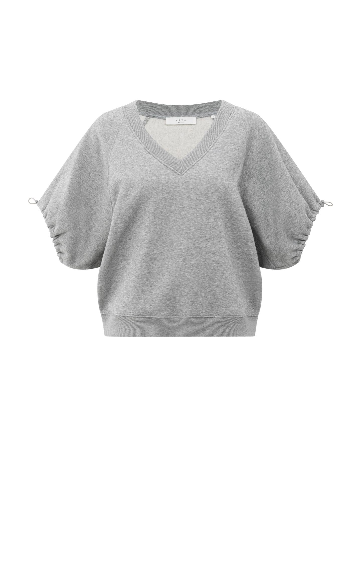 Sweatshirt with V-neck and adjustable sleeve cords - Type: product