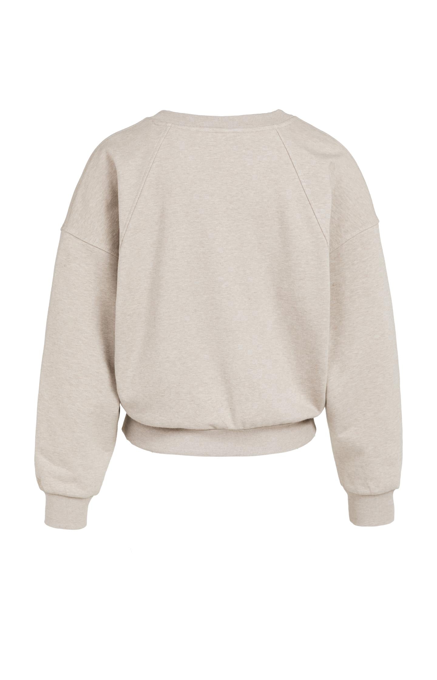Sweatshirt with V-neck and woven collar