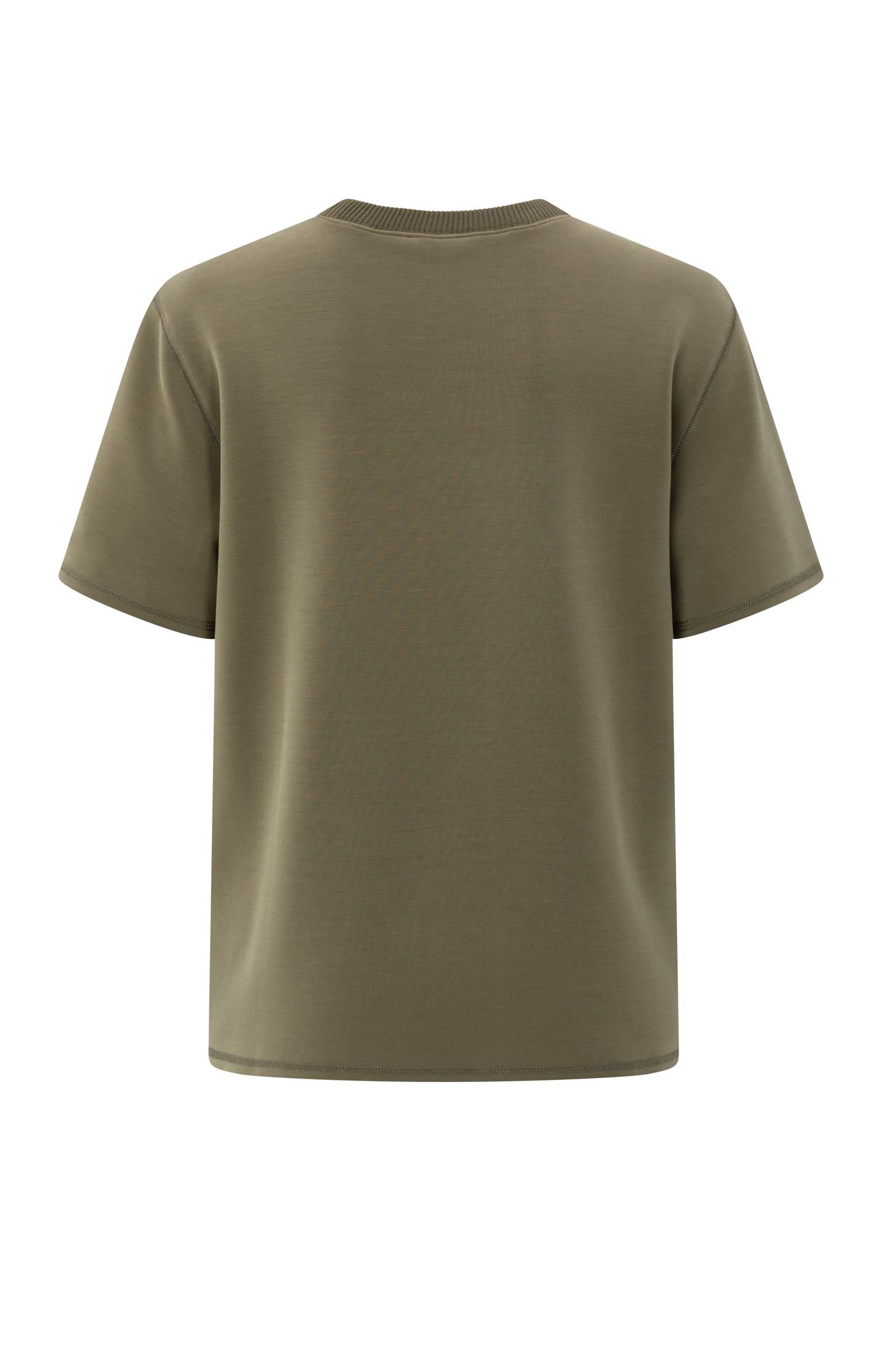 T-shirt with knitted ribbed neckline
