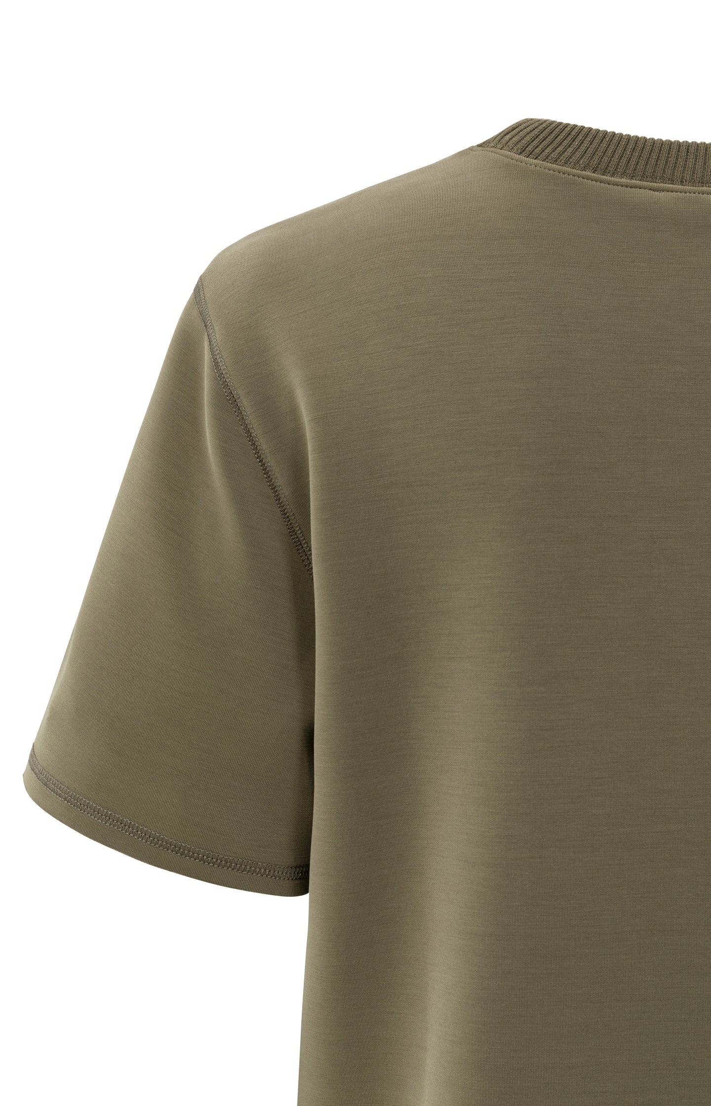 T-shirt with knitted ribbed neckline