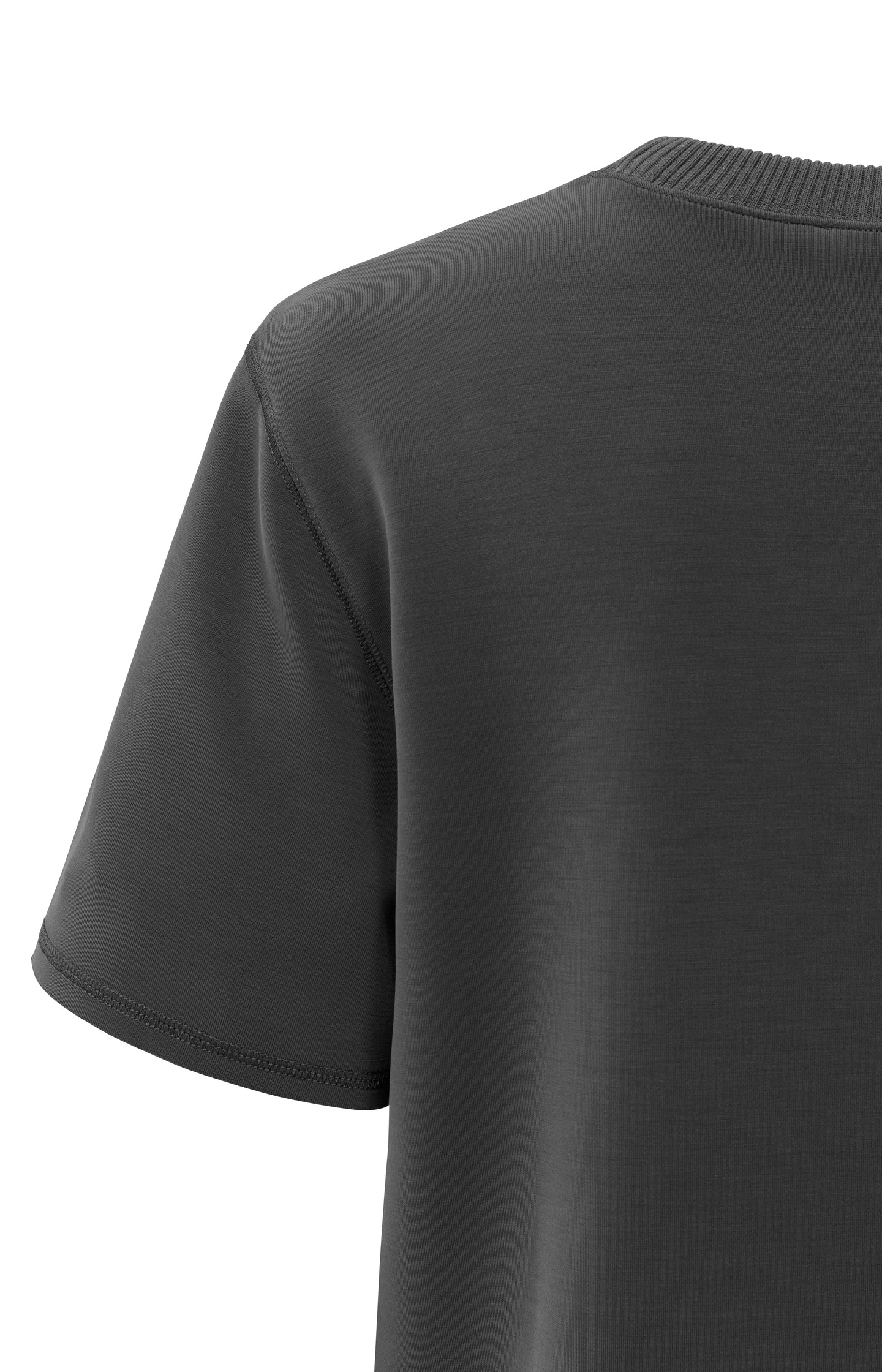 T-shirt with knitted ribbed neckline