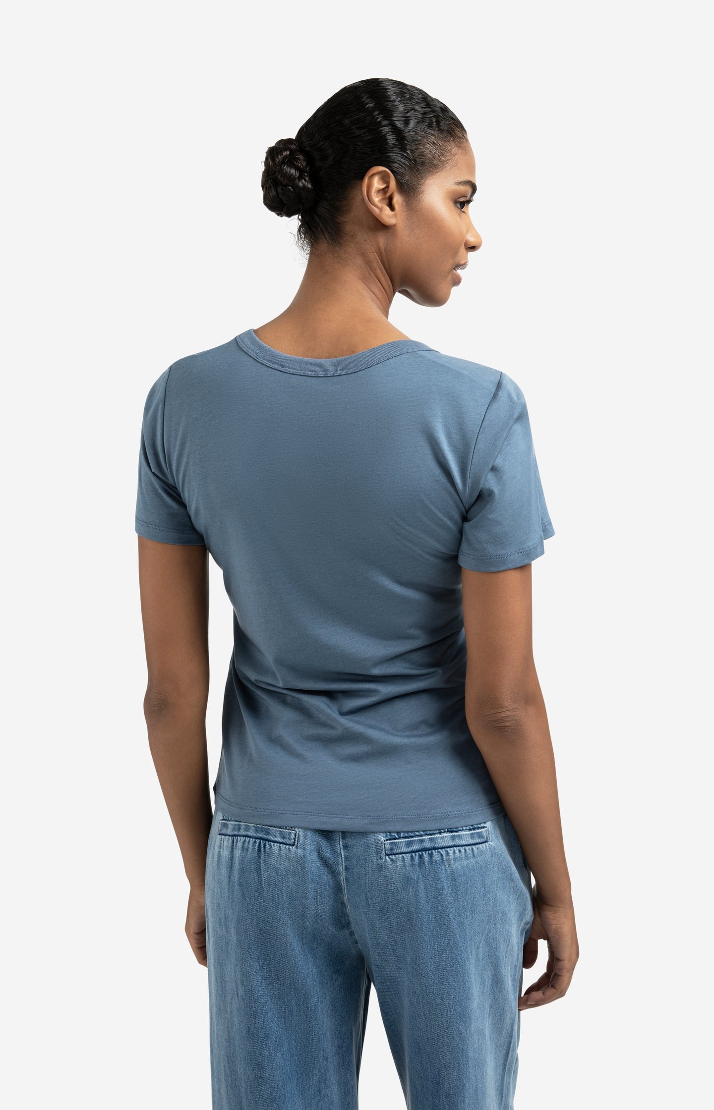 T-shirt with round ribbed neck