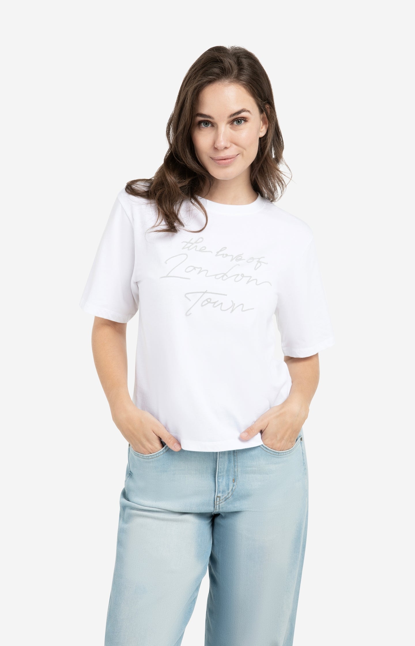 T-shirt with soft flock print and wide sleeves