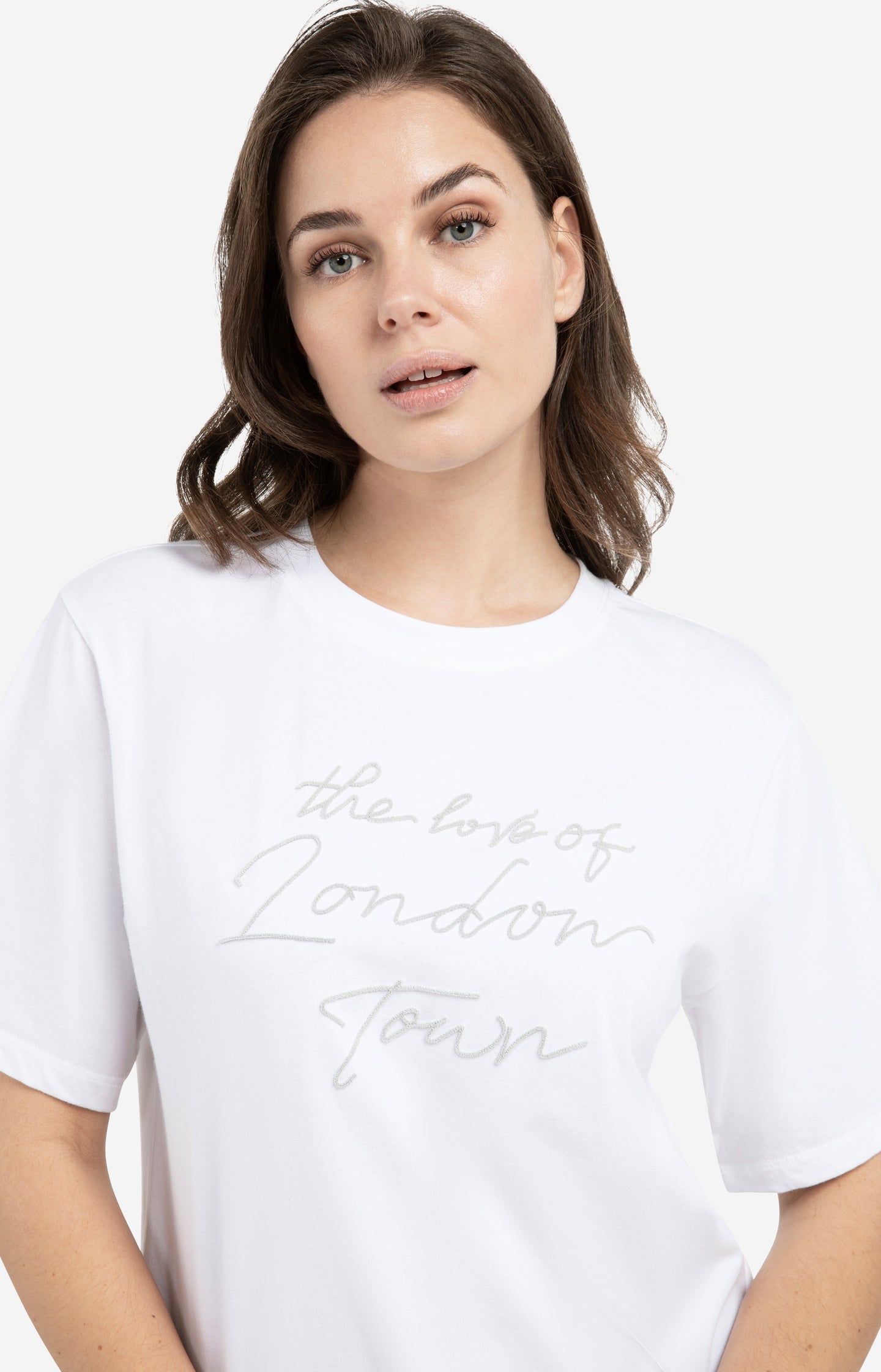 T-shirt with soft flock print and wide sleeves