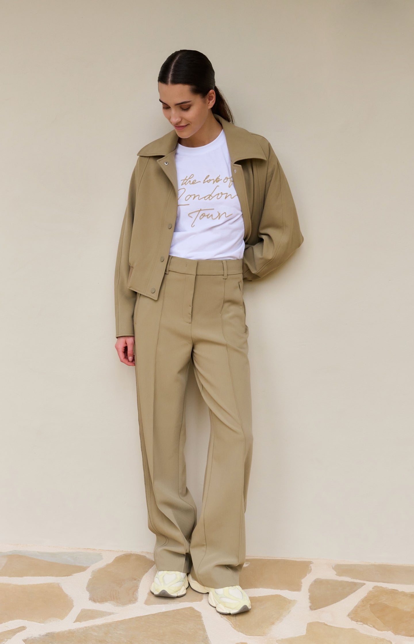 T-shirt with soft flock print and wide sleeves