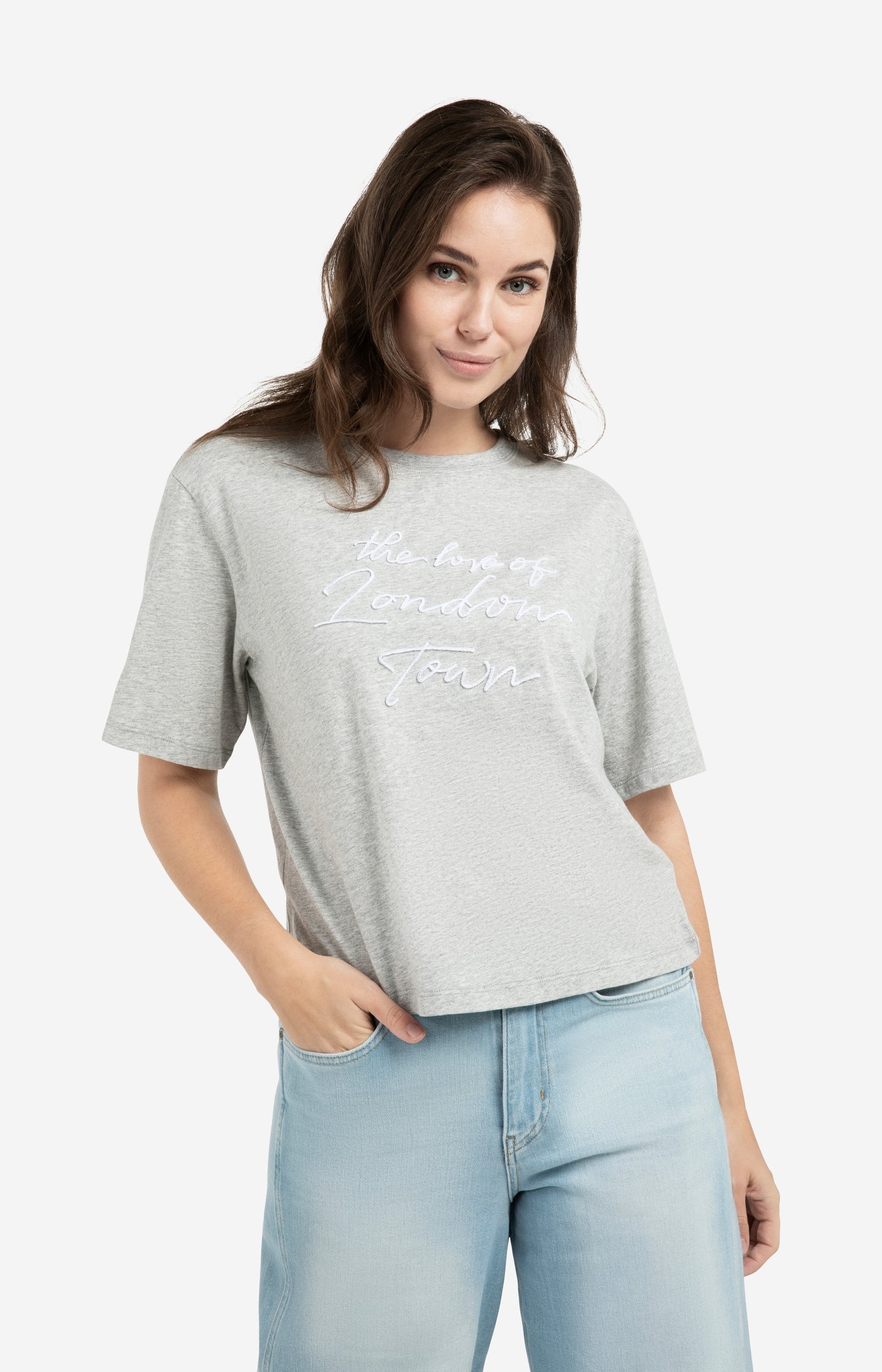 T-shirt with soft flock print and wide sleeves