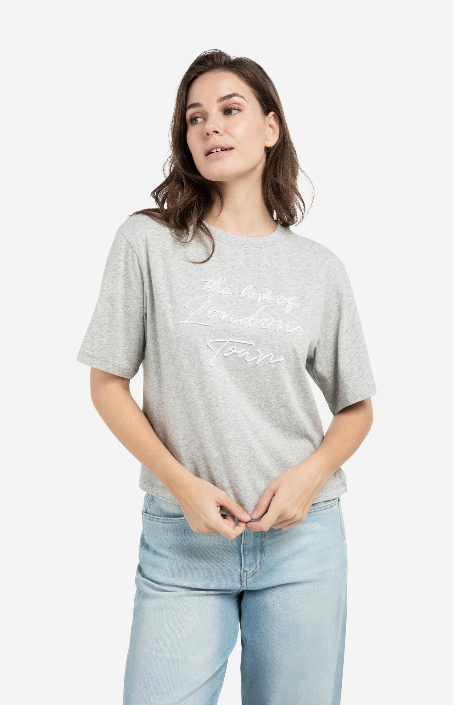 T-shirt with soft flock print and wide sleeves