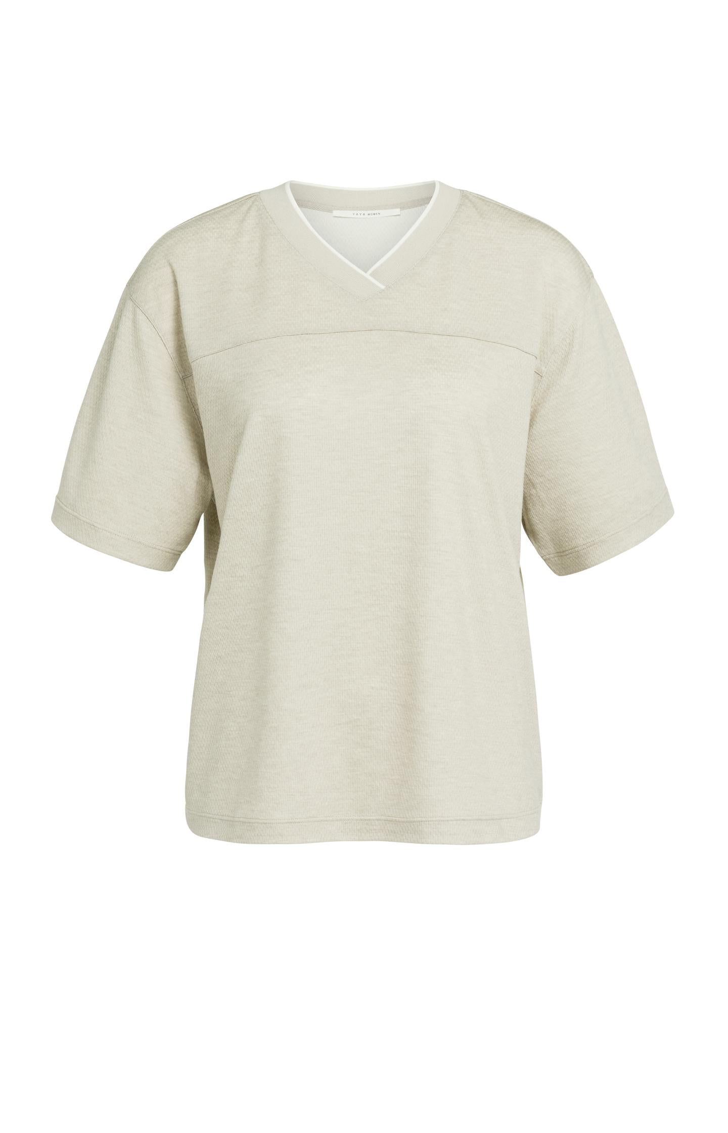 T-shirt with V-neck and subtle texture