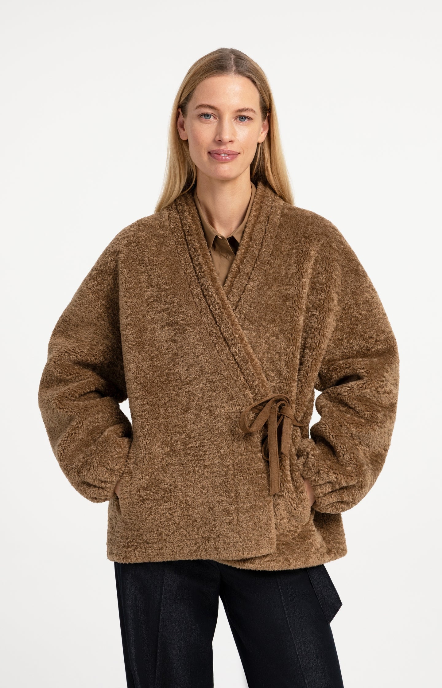 Teddy wrap jacket with tie closure